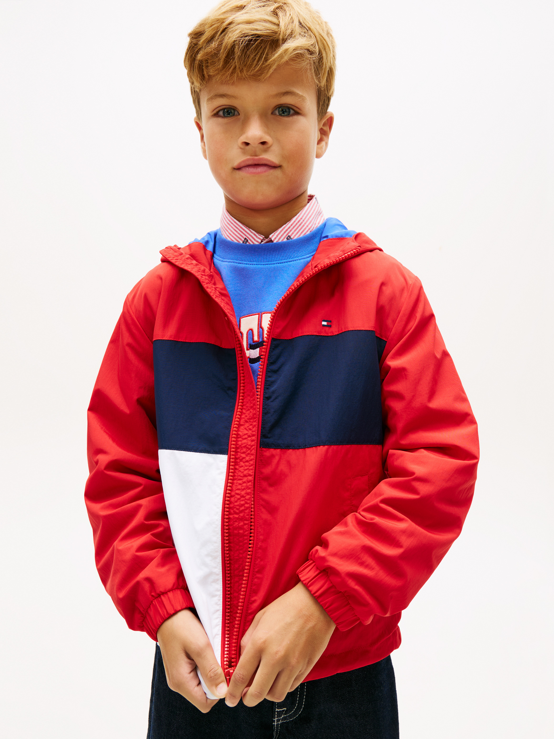 Boys 8-16 Colour-Blocked Flag Hooded Jacket