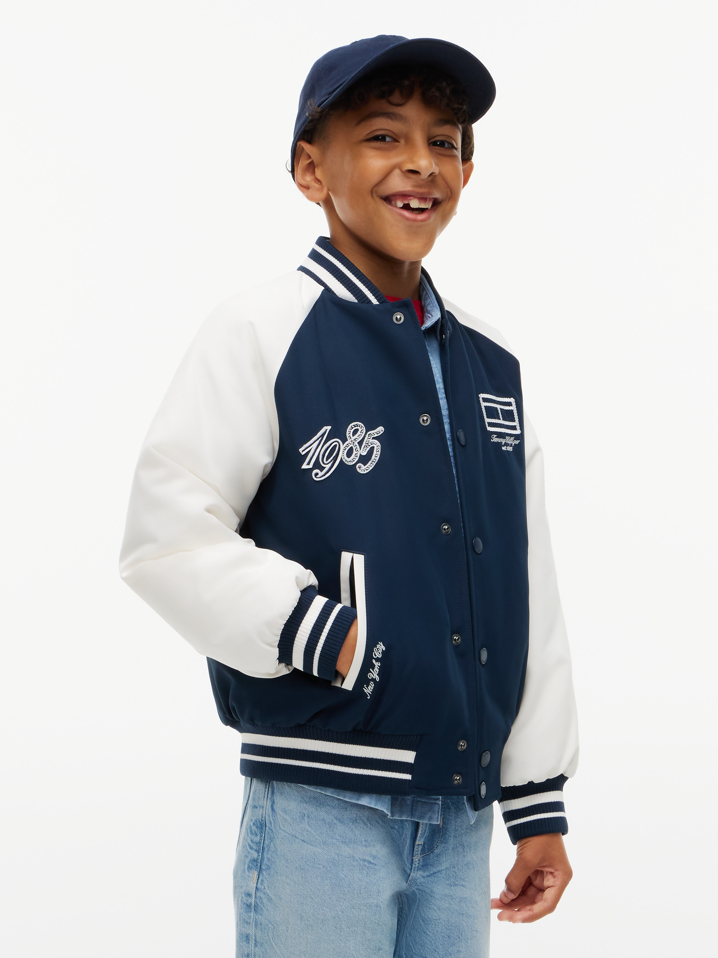Boys 8-16 Logo Embroidery Relaxed Bomber Jacket