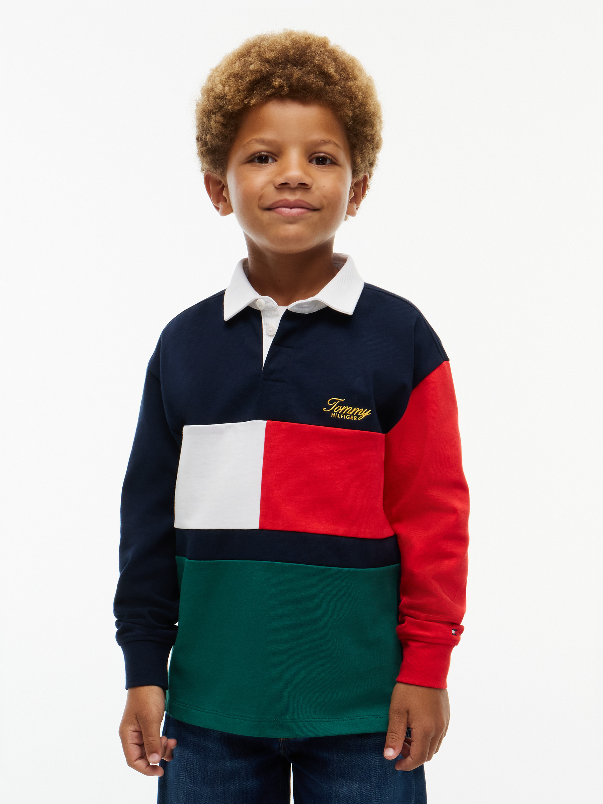 Boys 8-16 Rugby Stripe Long Sleeve Polo Shirt