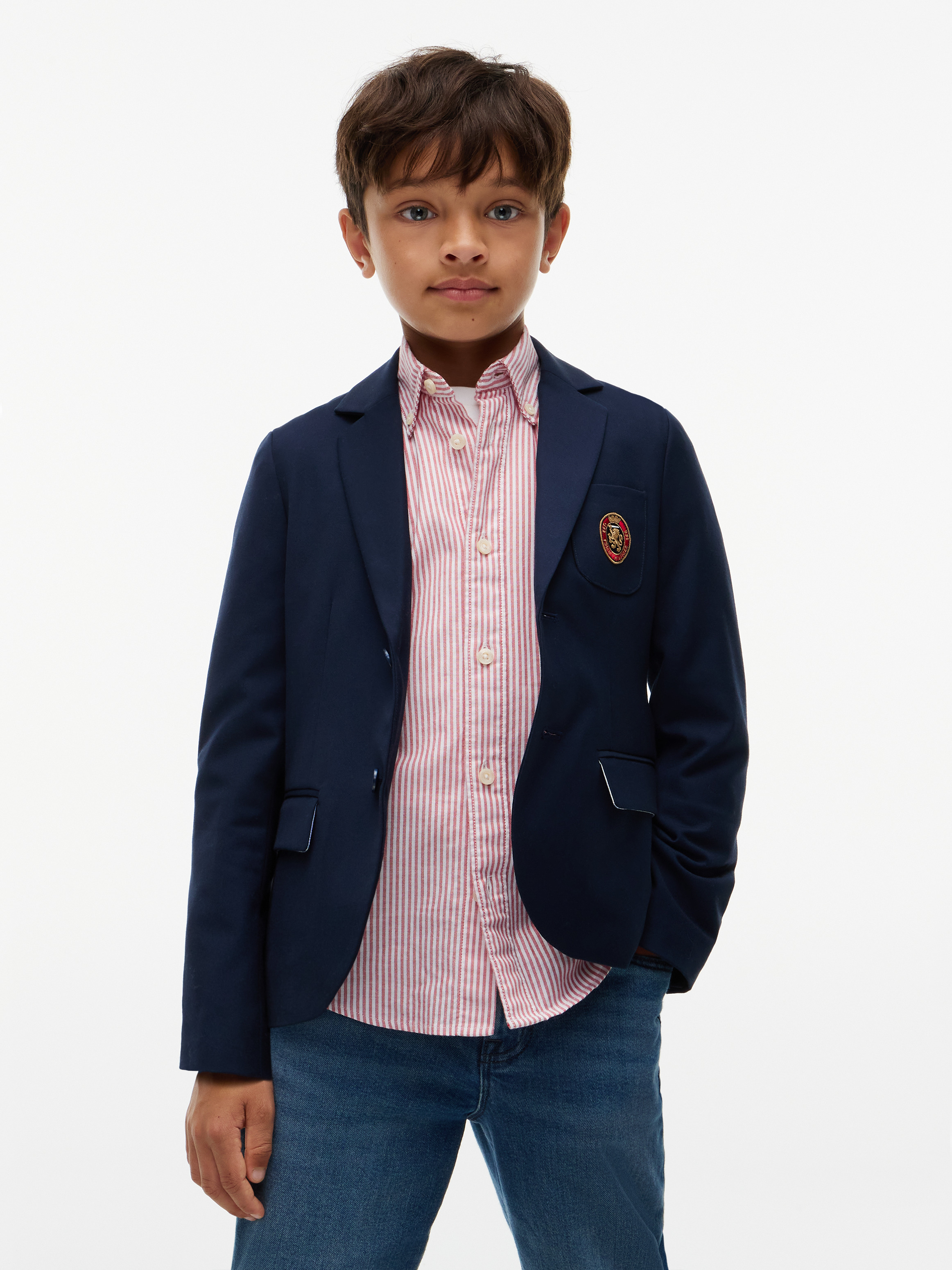 Boys 8-16 Festive Regular Fit Crest Twill Blazer