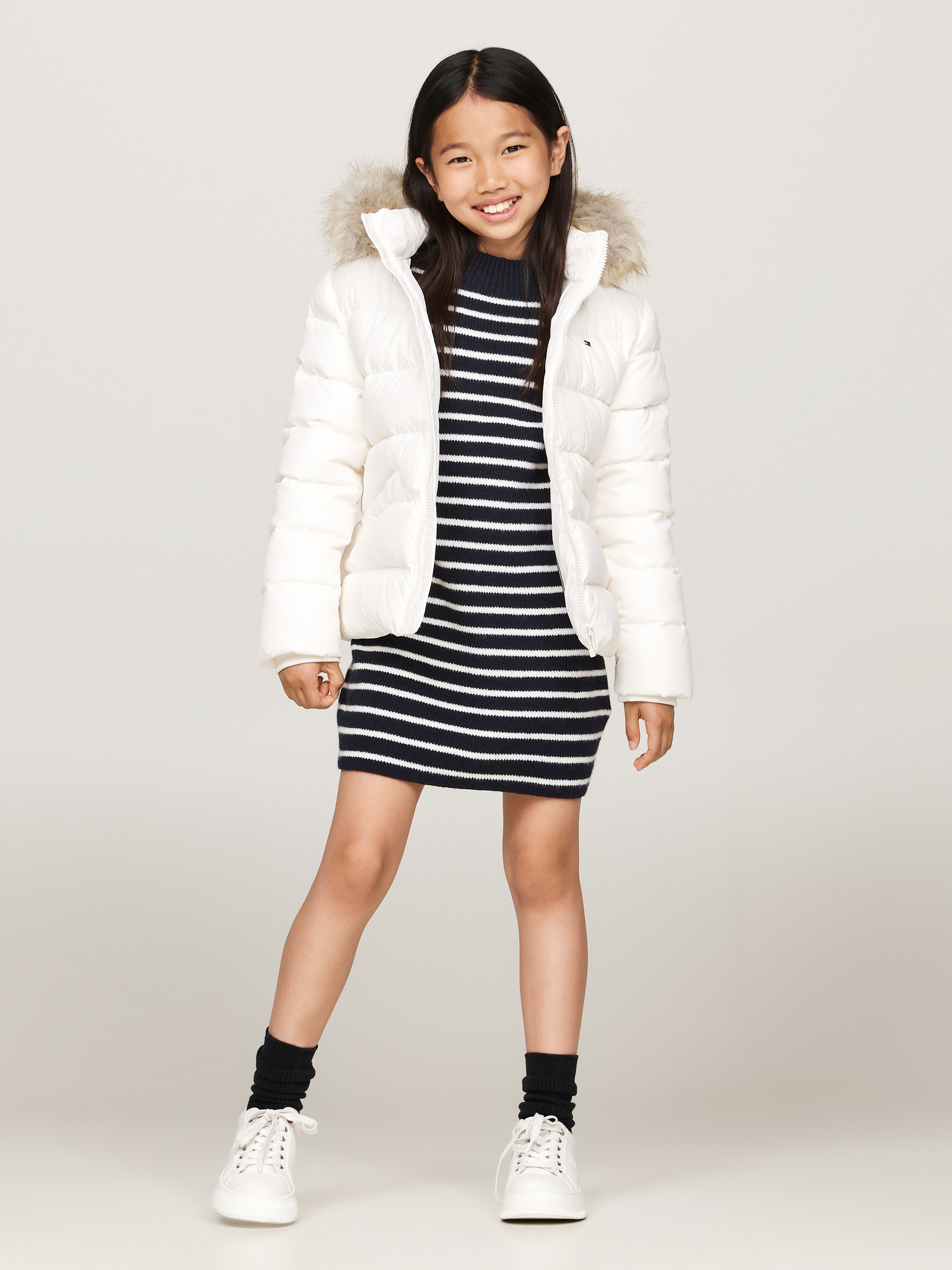 Tommy Hilfiger Puffer Essential Faux Fur Hooded Down Coat Girls