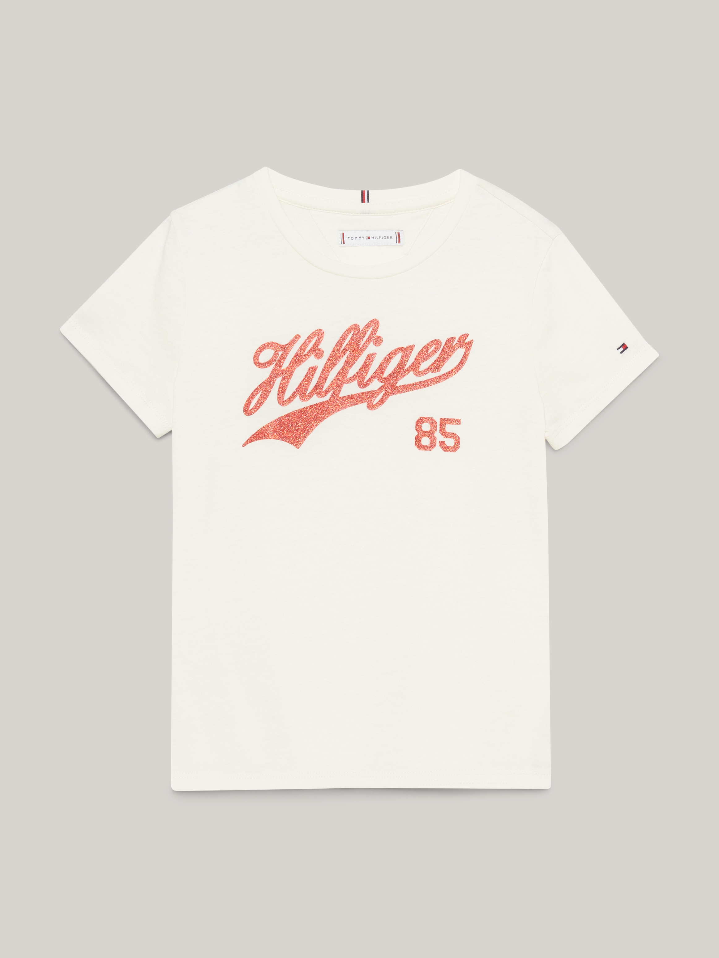 Girls 3-7 Varsity Glitter Script Logo Slim T-Shirt | T