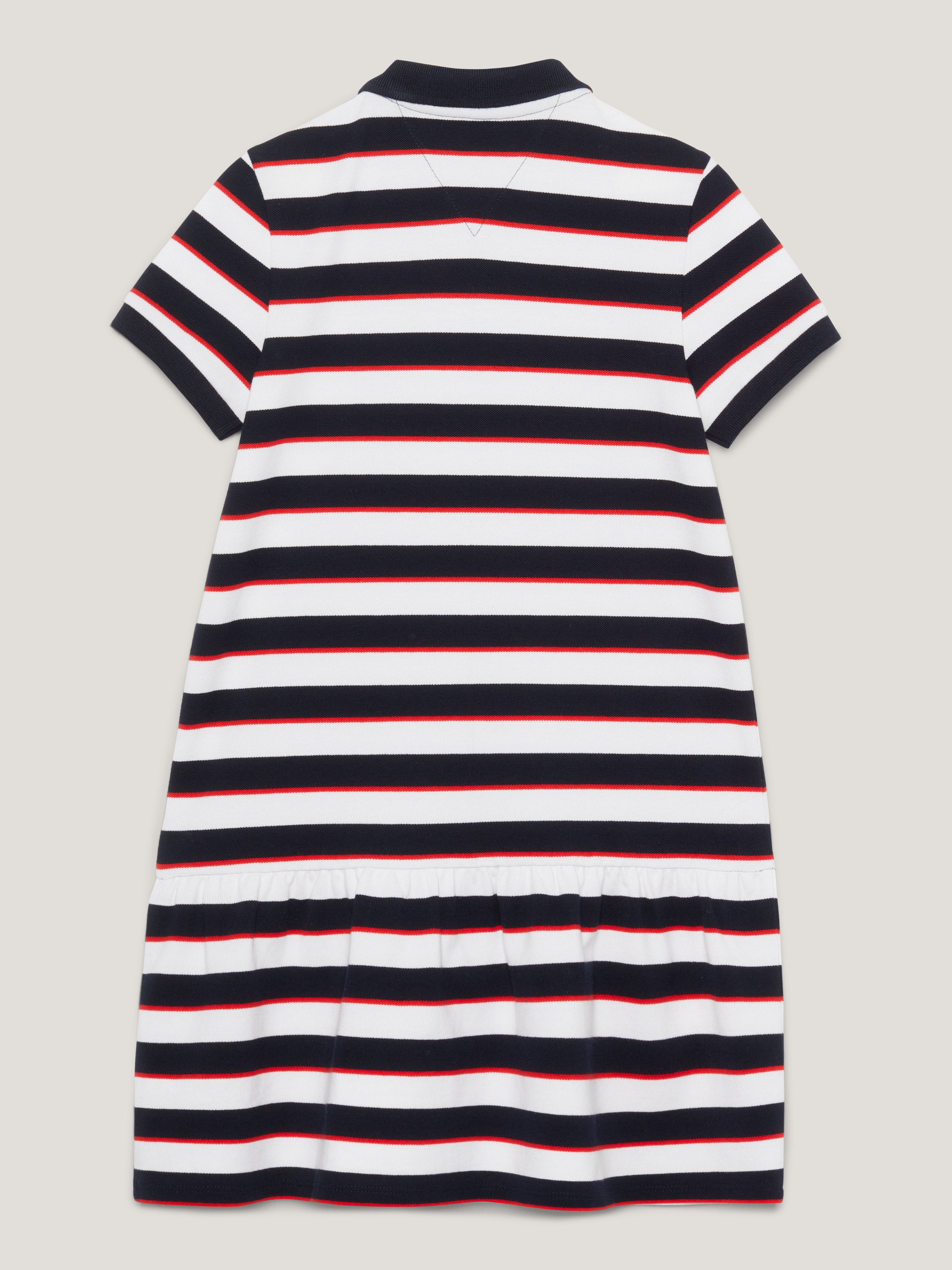 『ル』Stripe Rib Polo Dress M Rib-Knit Polo Dress