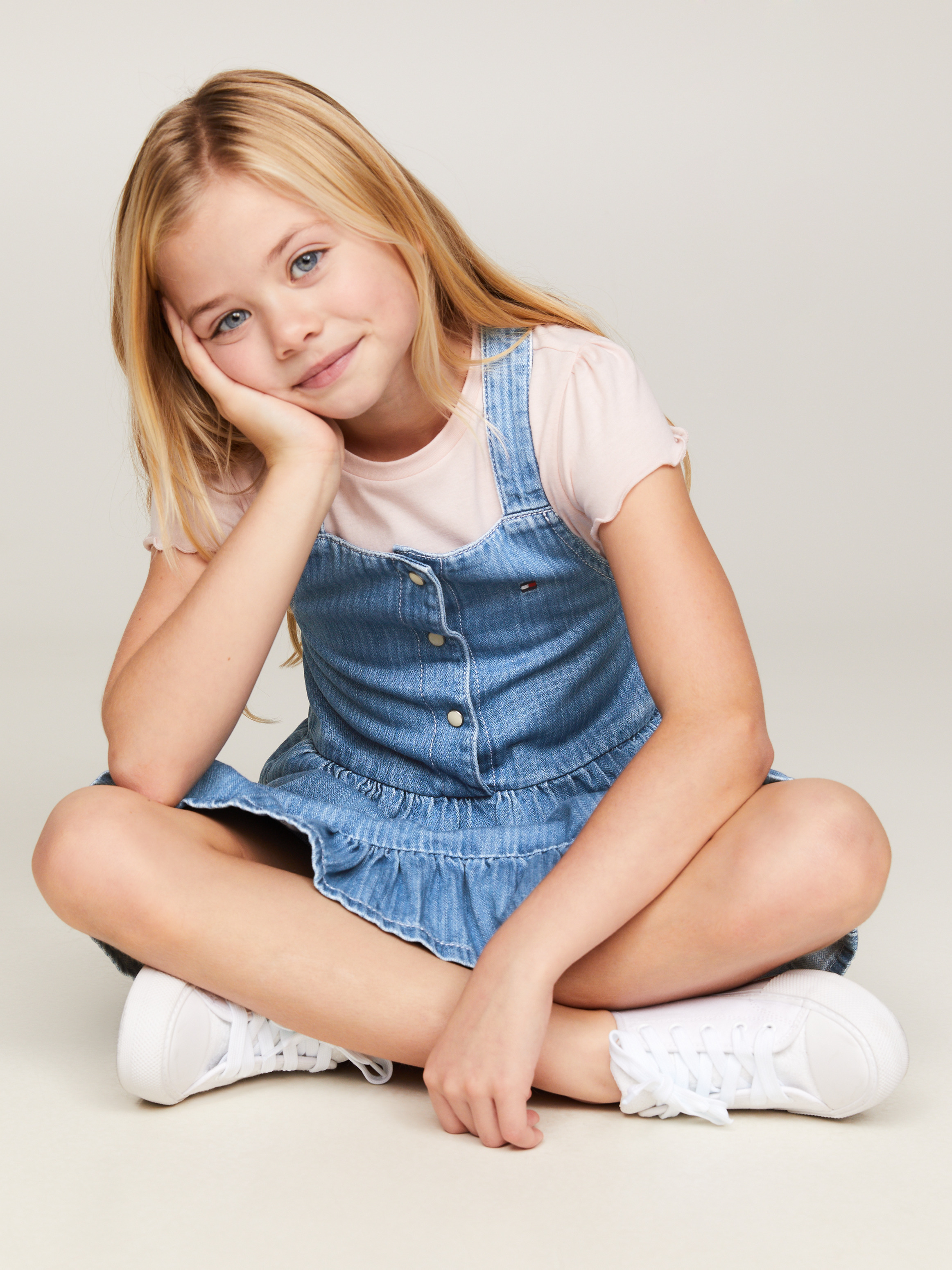Girls 3-7 Crossover Back Strap Denim Dress | Dresses | Tommy Kids