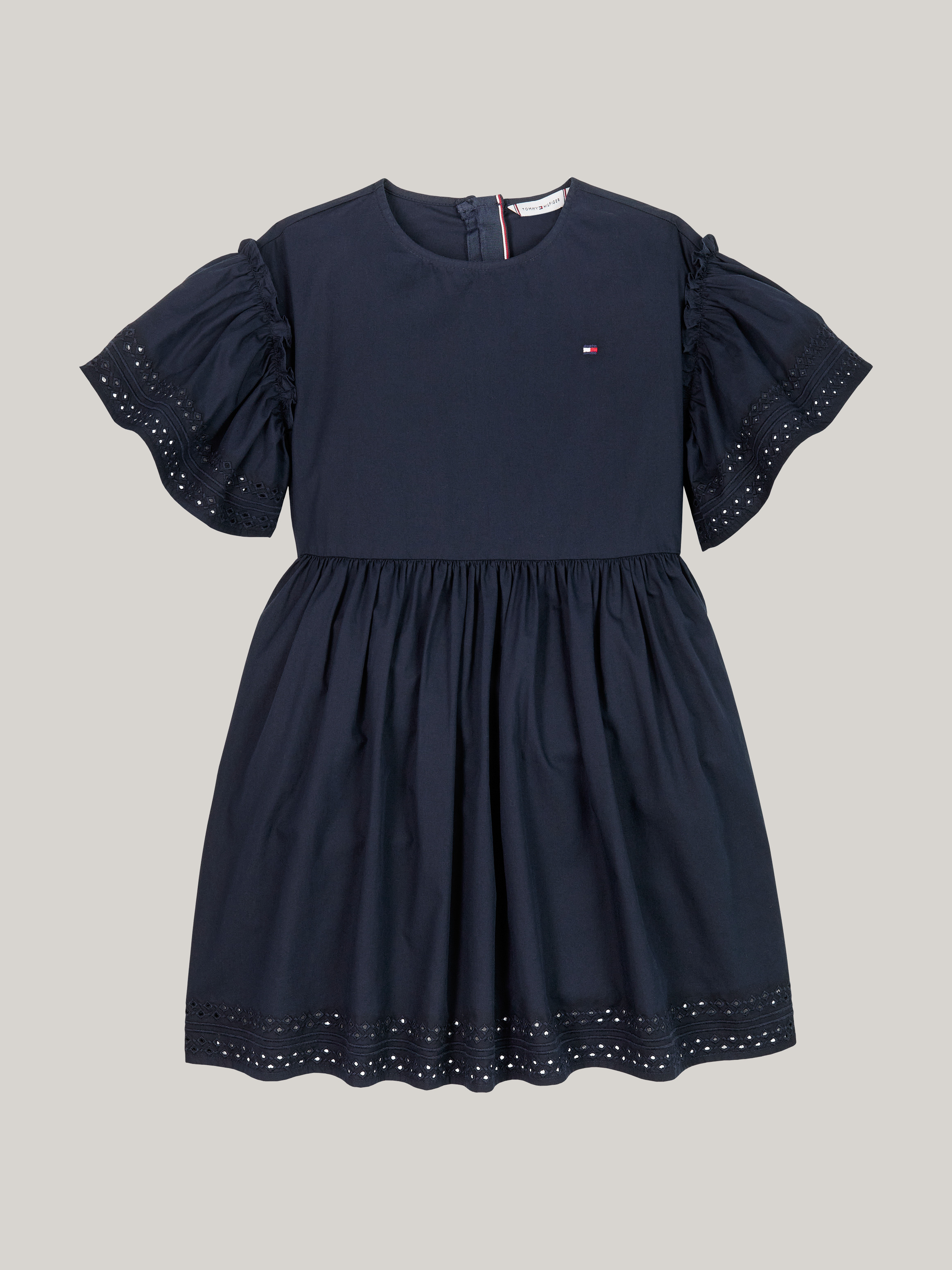 Girls 3 7 Broderie Anglaise Bell Sleeve Flare Dress Dresses Tommy Hilfiger