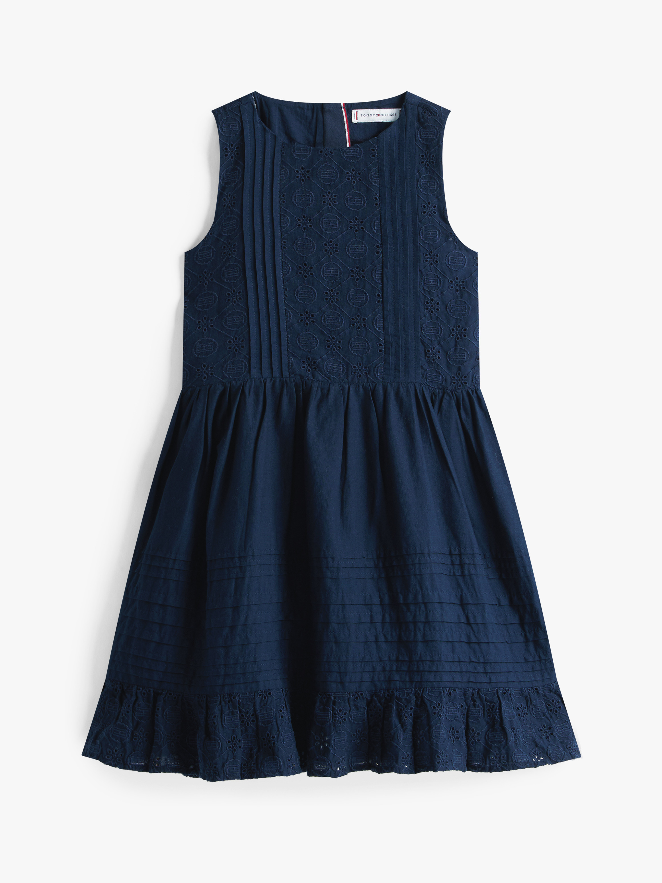 Girls 3-7 Broderie Anglaise Fit And Flare Dress