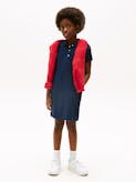 Girls 3-7 Contrast Crew Neck Polo Dress