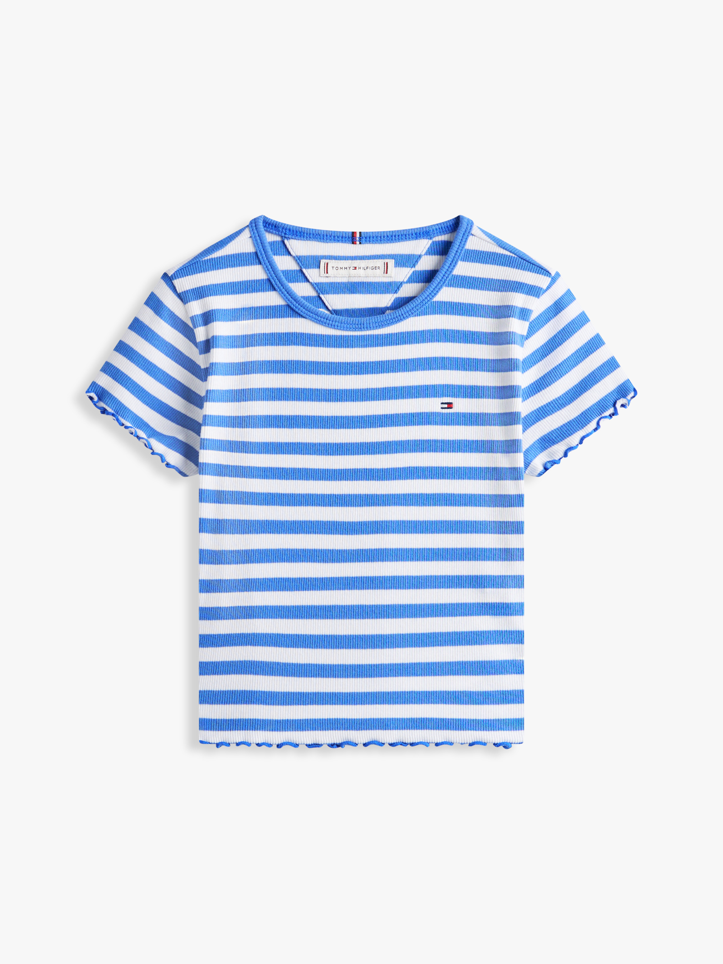 Girls 3-7 Ruffle Trim Ribbed Extra Slim T-Shirt