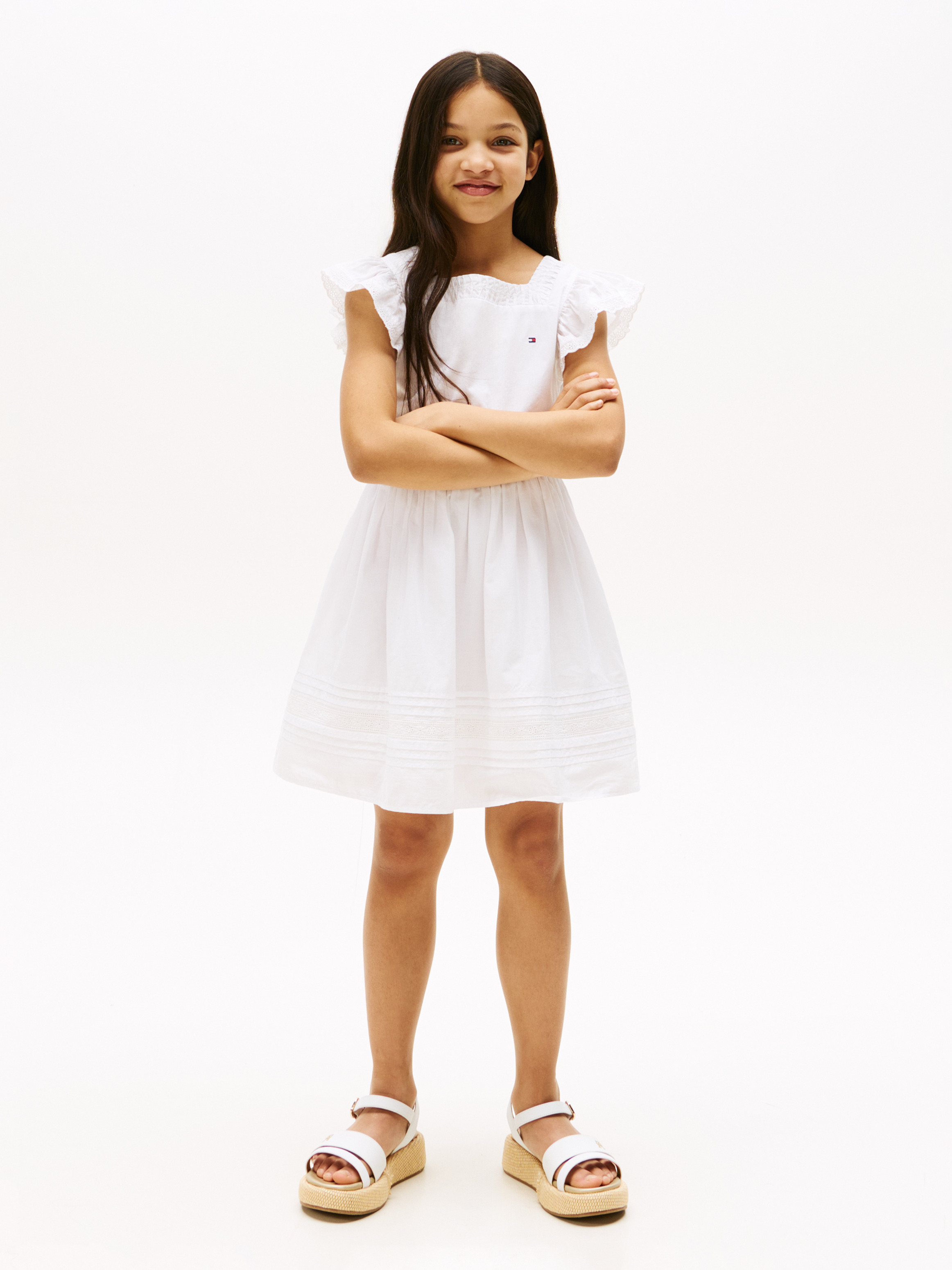 Girls 8-16 Broderie Anglaise Fit And Flare Dress