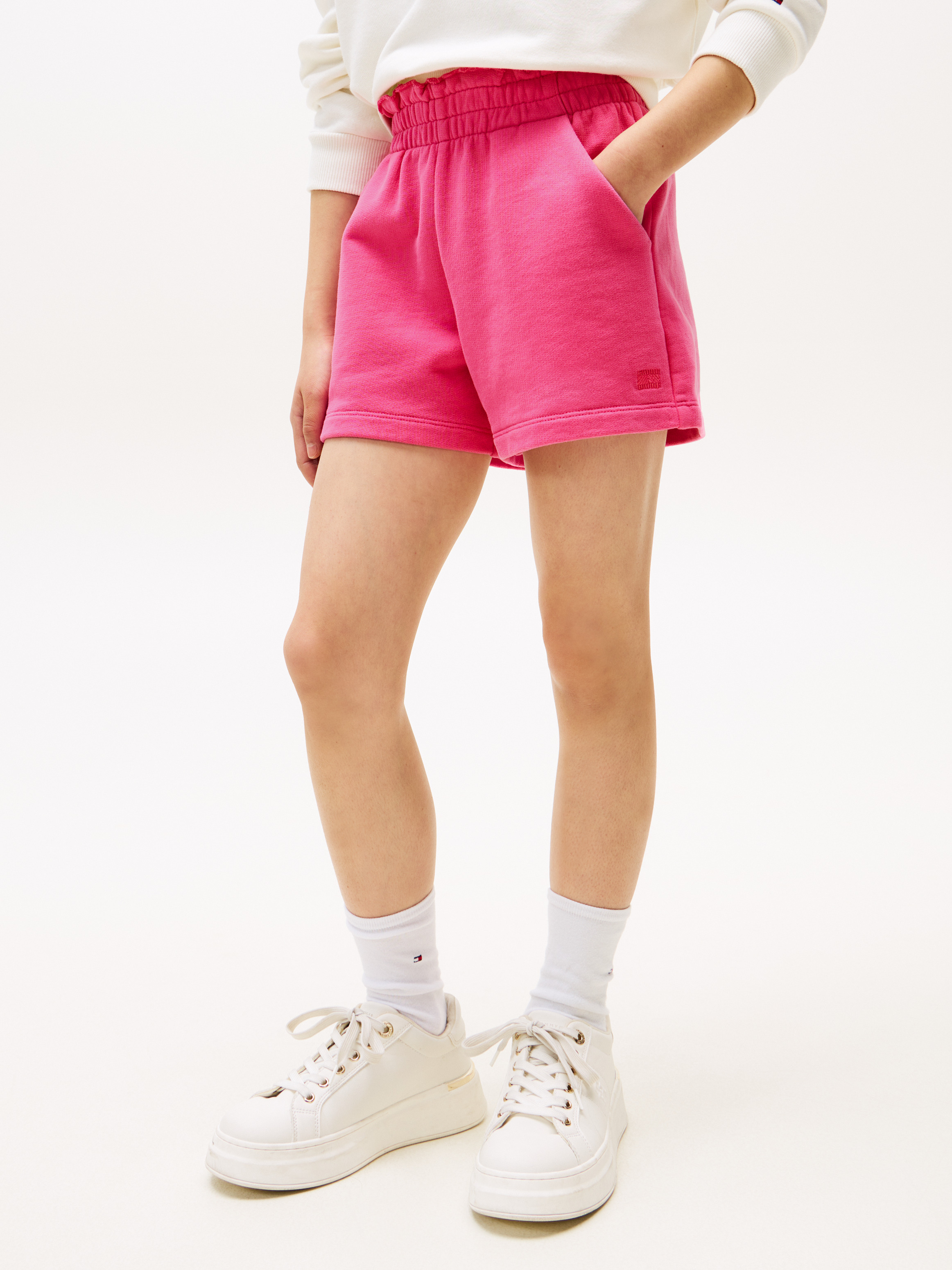 Girls 8-16 Ruffle Waist Sweat Shorts