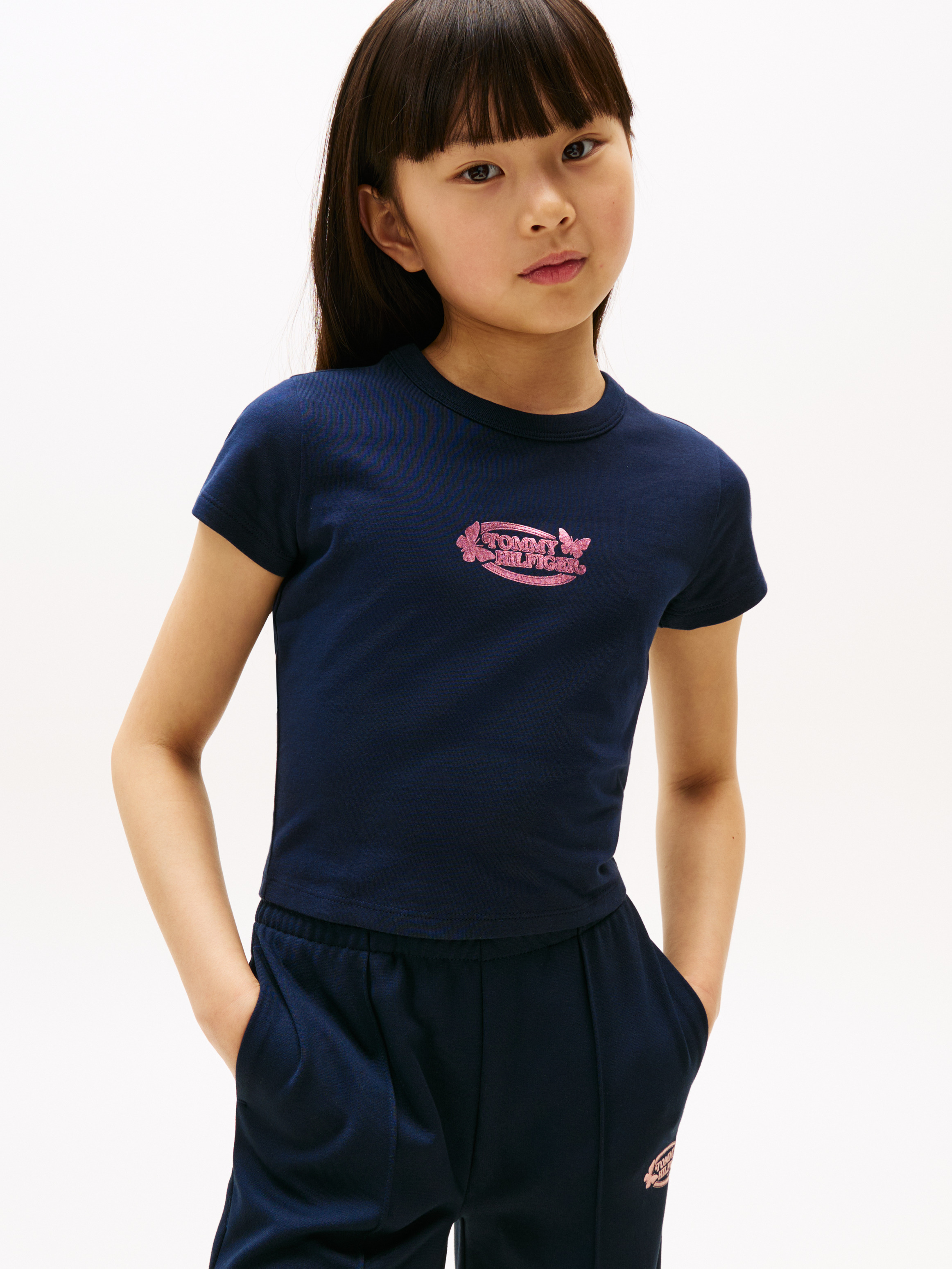 Girls 8-16 Metallic Logo Extra Slim T-Shirt