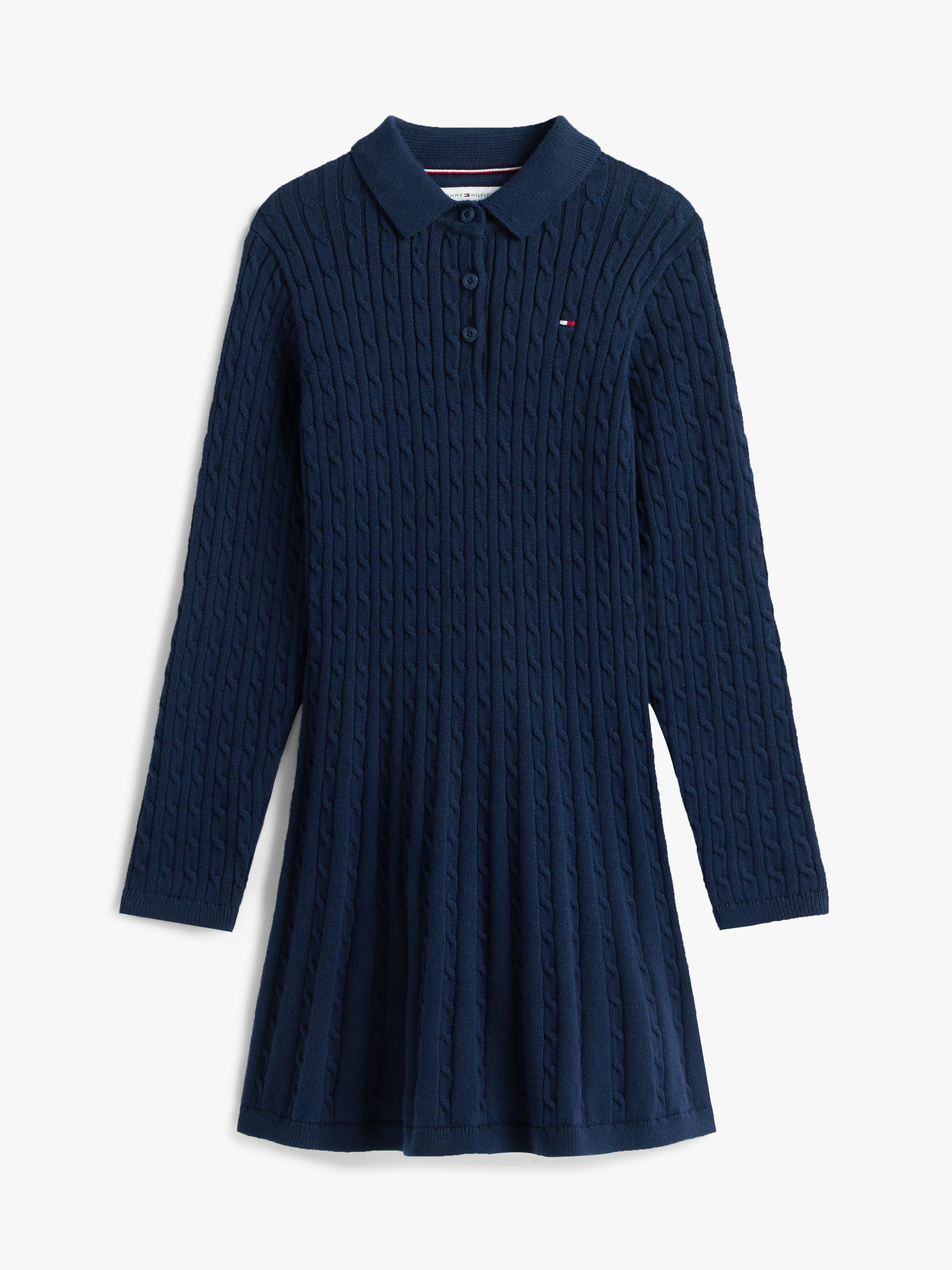 Girls 3-7 Cable Knit Polo Collar Jumper Dress
