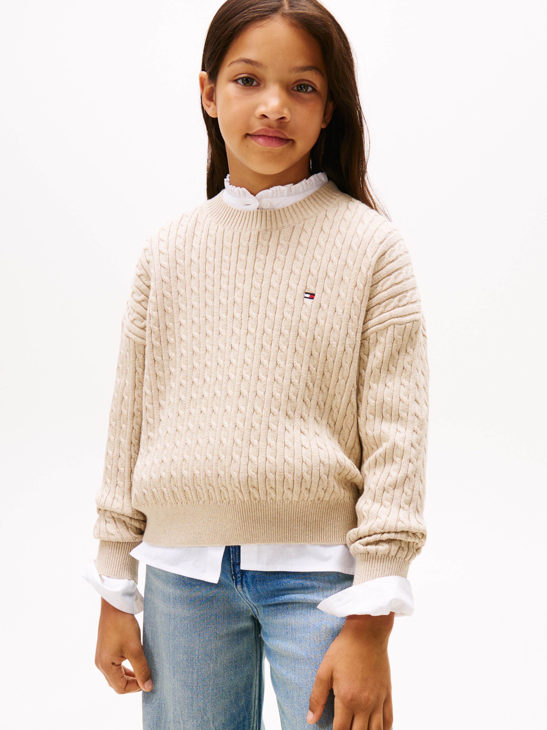 Girls 8-16 Relaxed Cable Knit Jumper