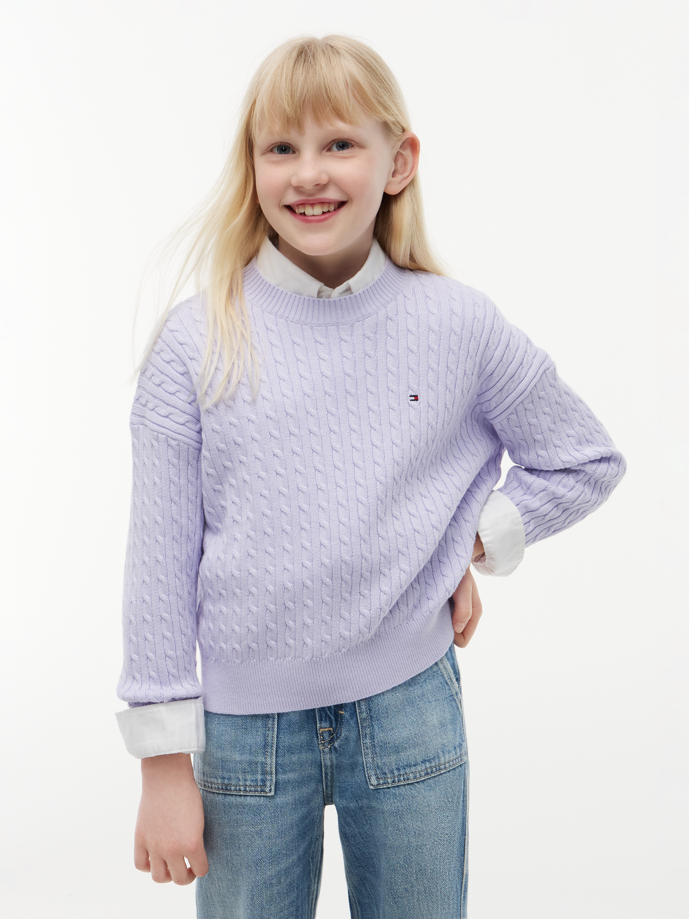 Girls 8-16 Relaxed Cable Knit Jumper