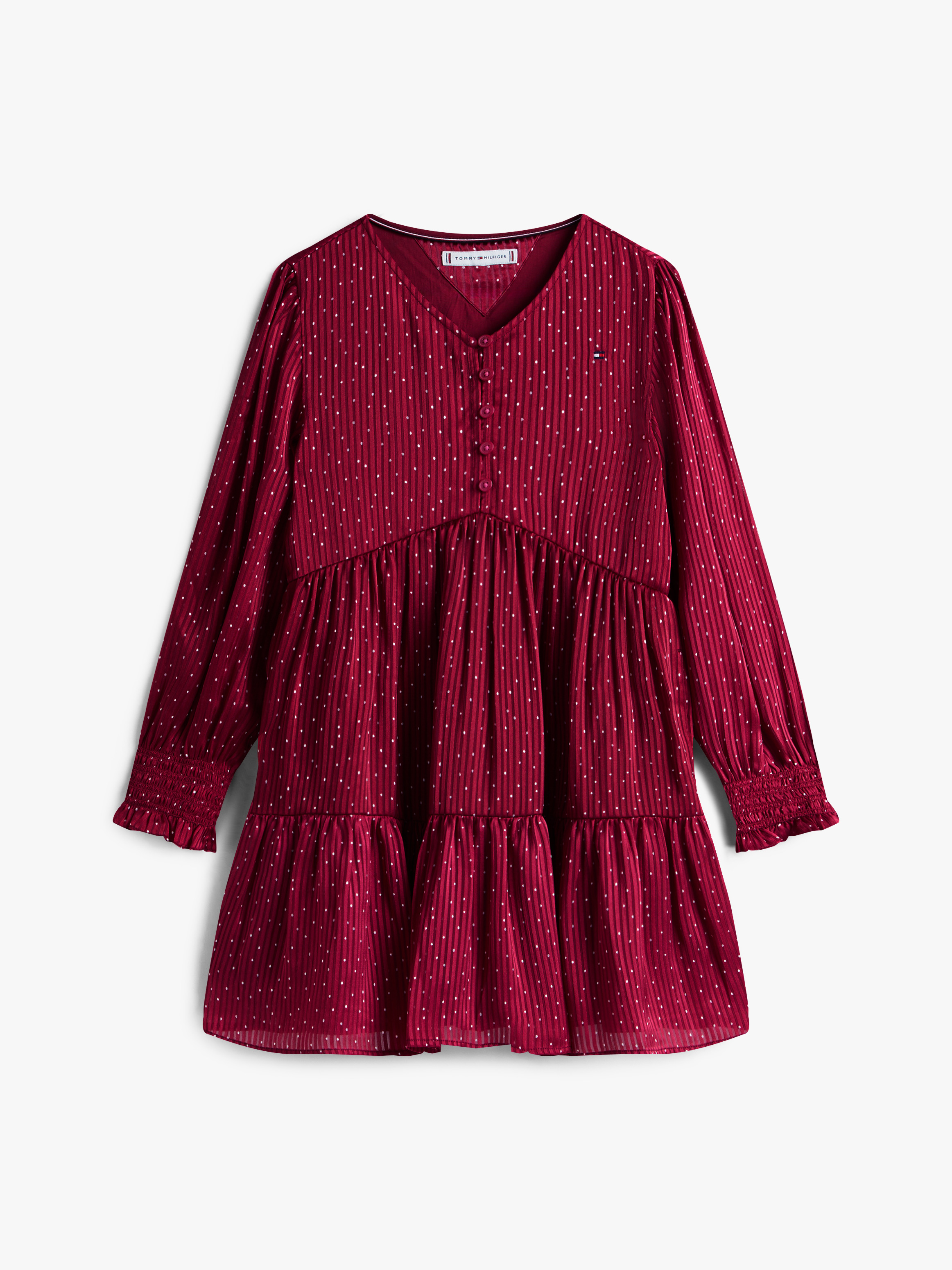Girls 3-7 Festive Print Smock Detail A-Line Dress