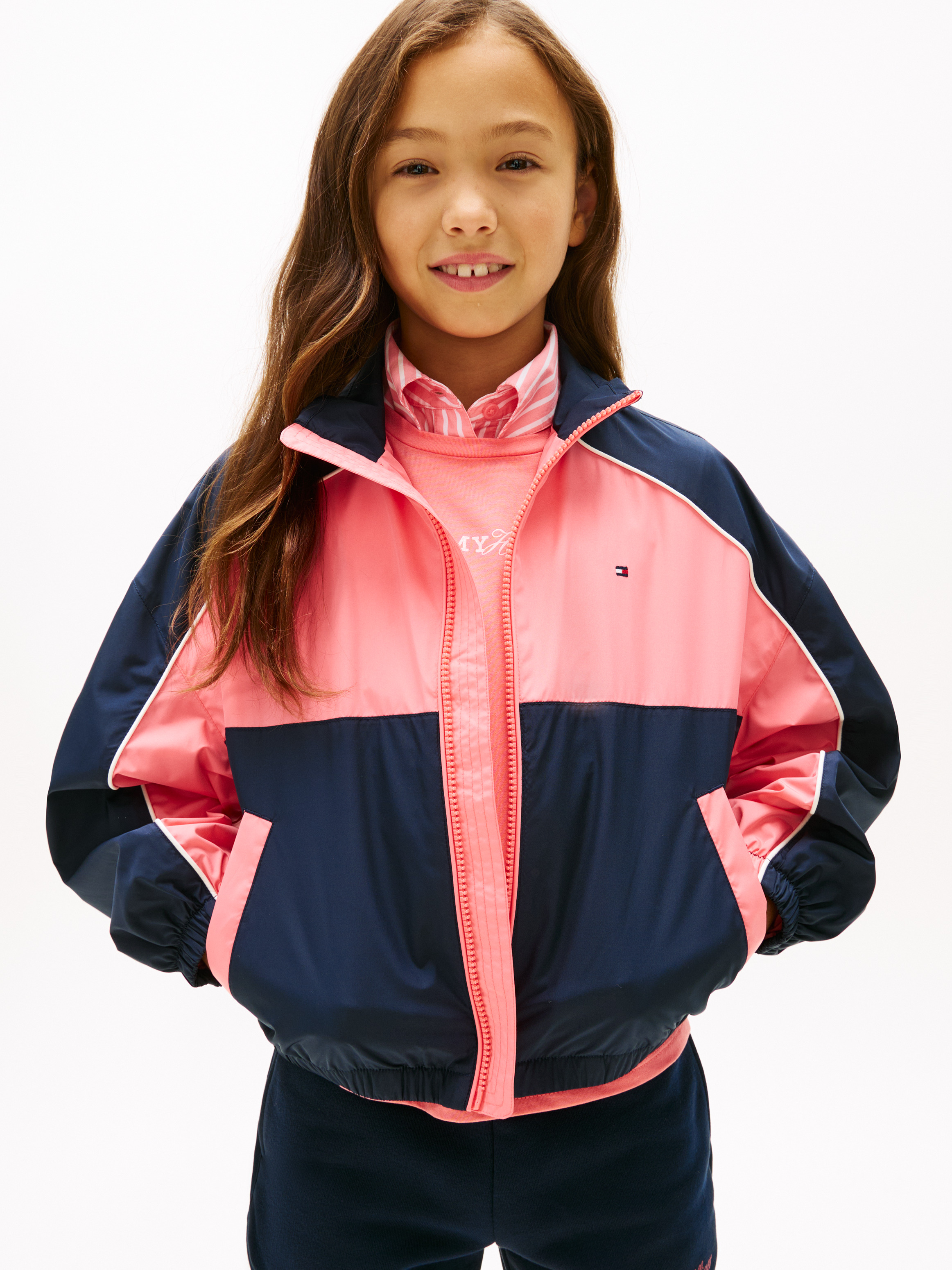 Girls 8-16 Essential Relaxed Piping Windbreaker