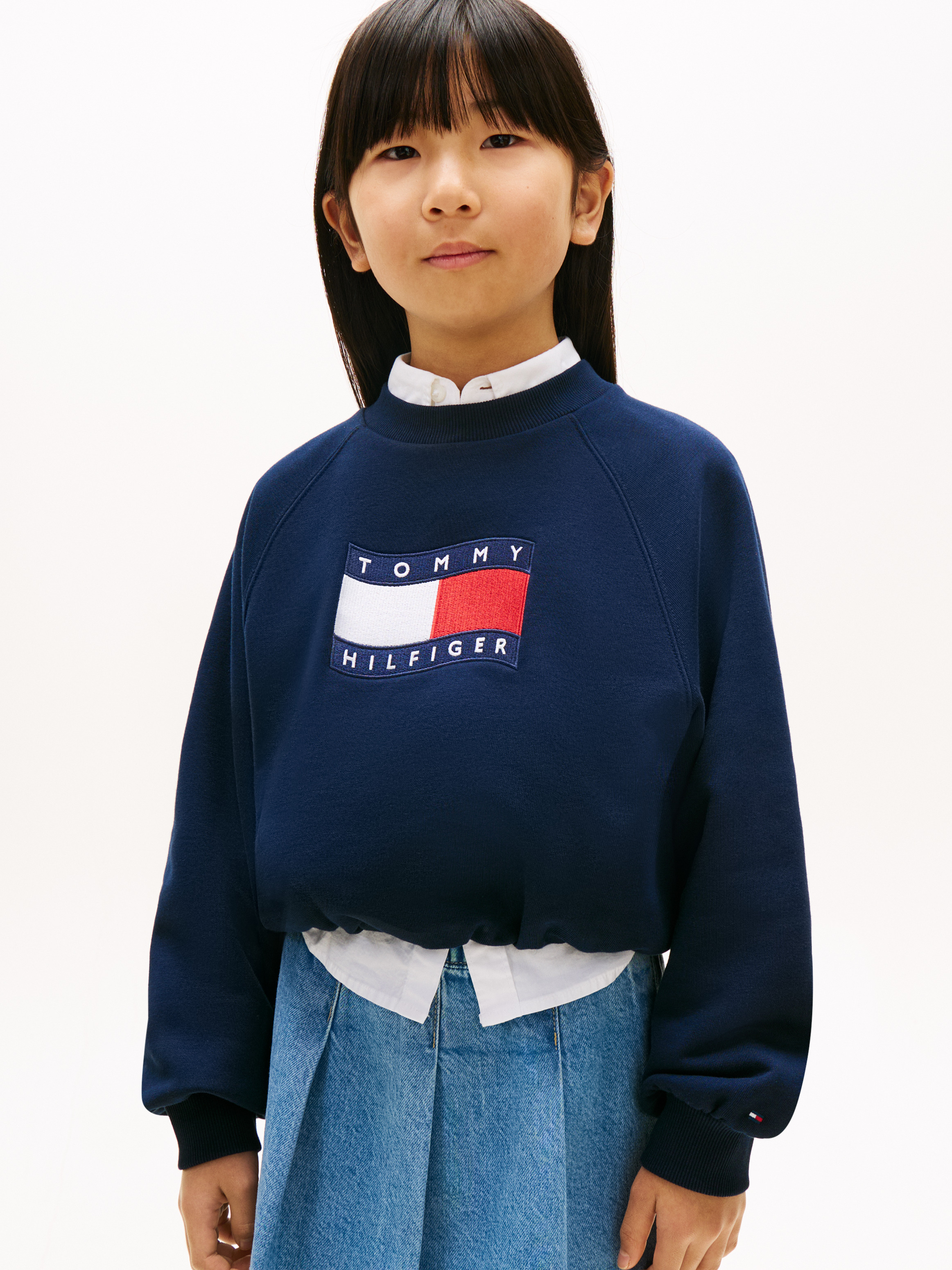 Girls 8-16 Wavy Flag Puff Hem Relaxed Sweatshirt
