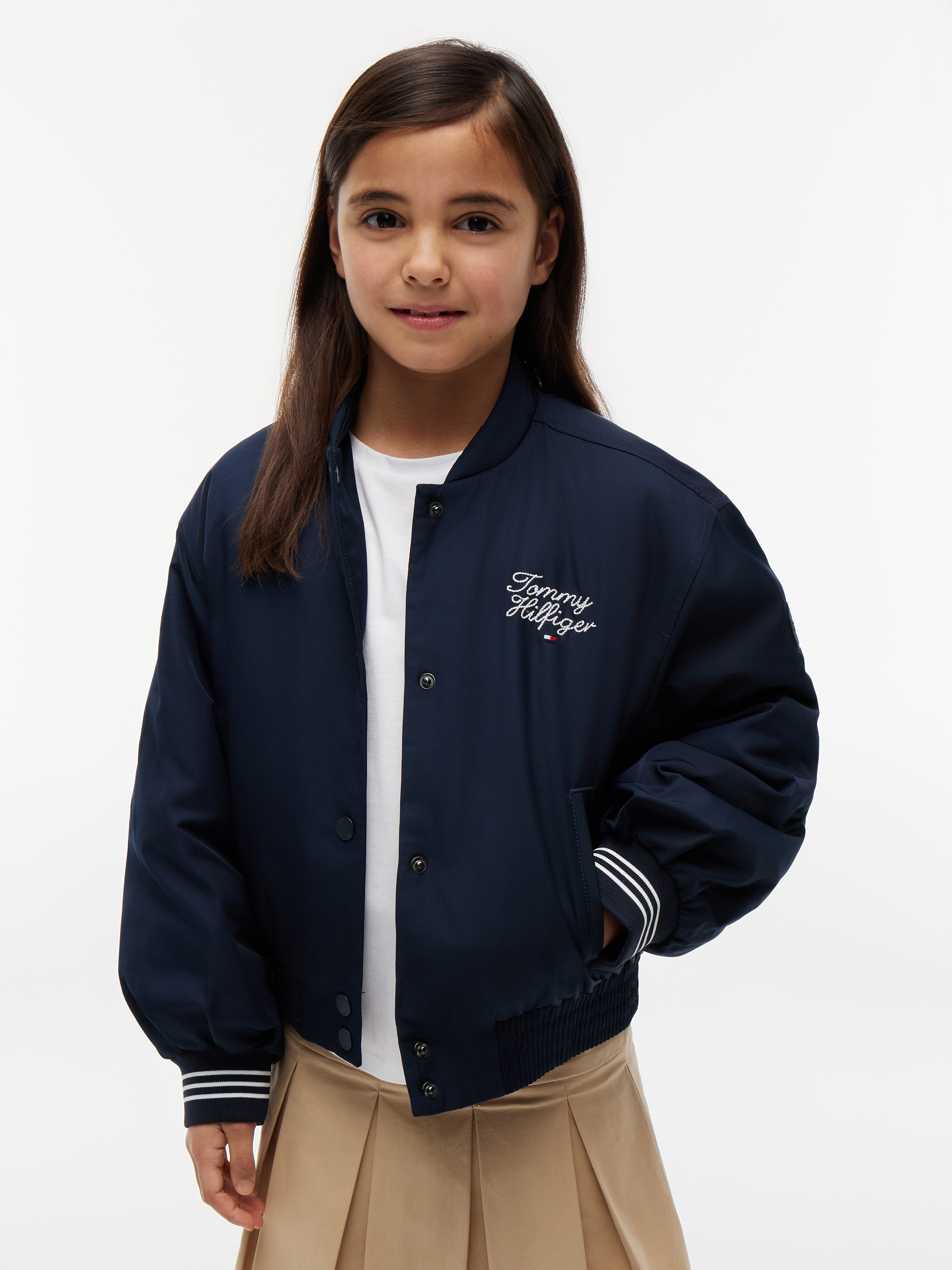 Girls 8-16 Essential Rope Logo Relaxed Bomber Jacket