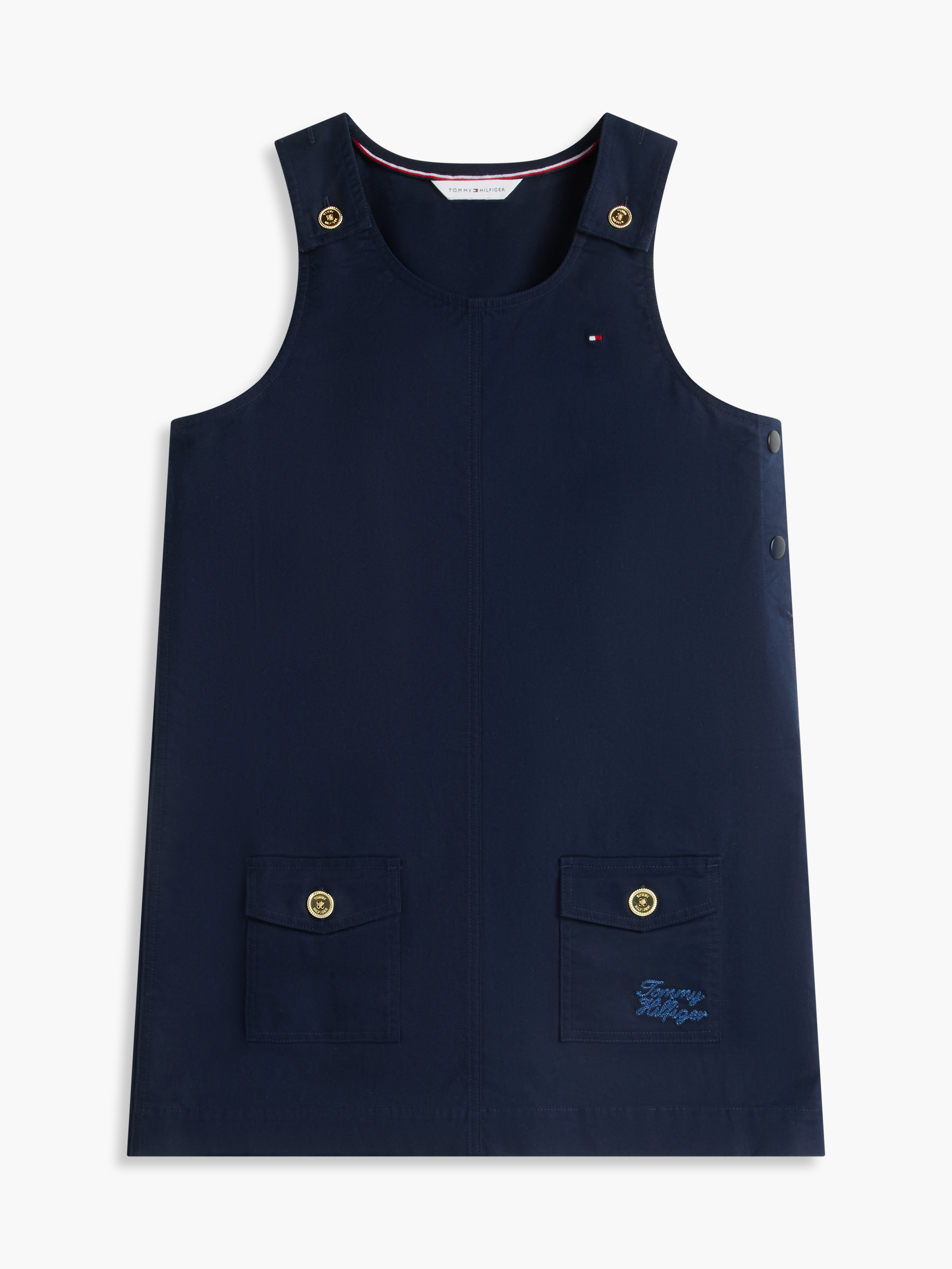 Girls 3-7 Gold-Tone Button Pinafore Dress