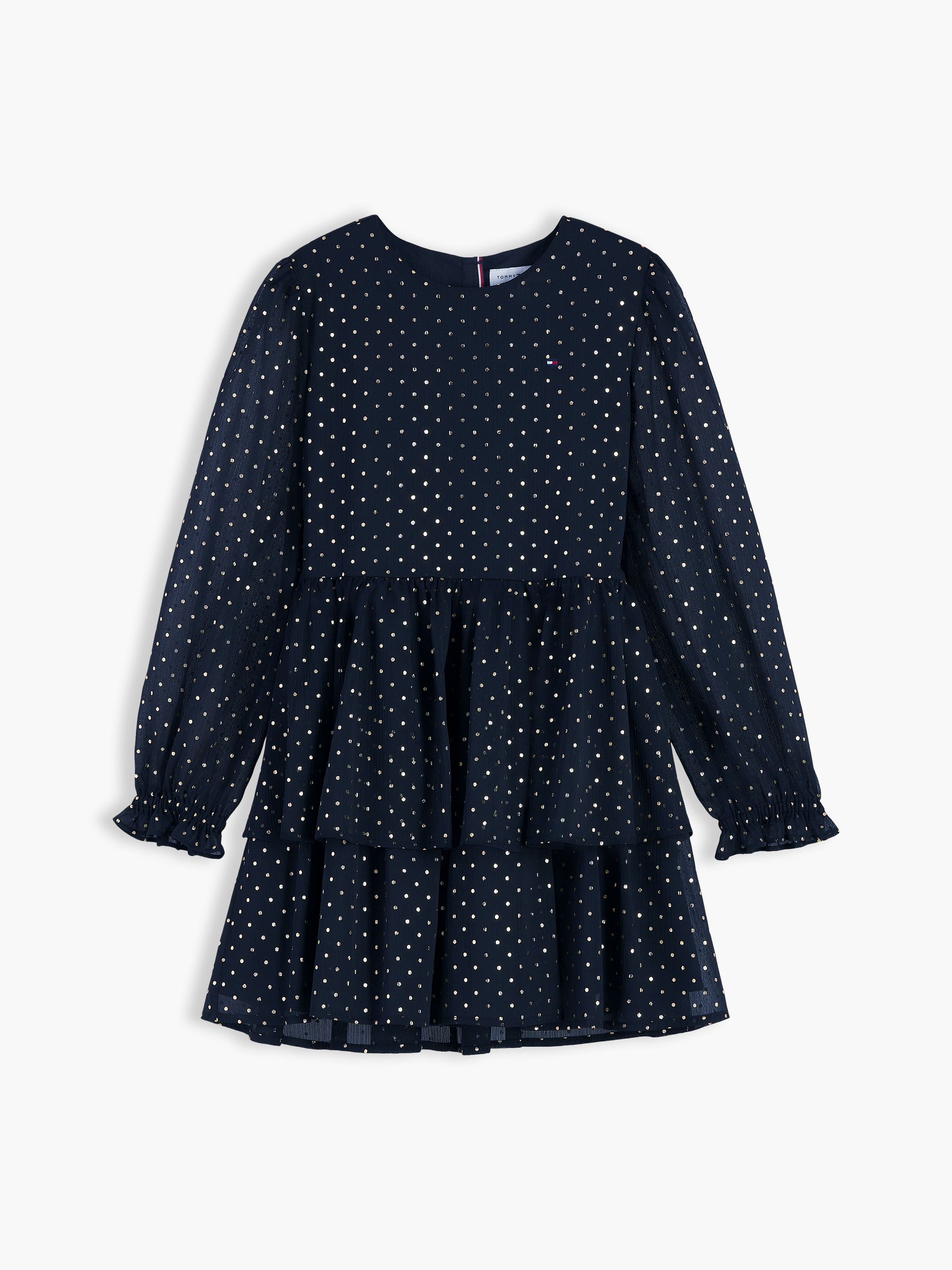 Girls 3-7 Metallic Polka Dot Tiered Dress