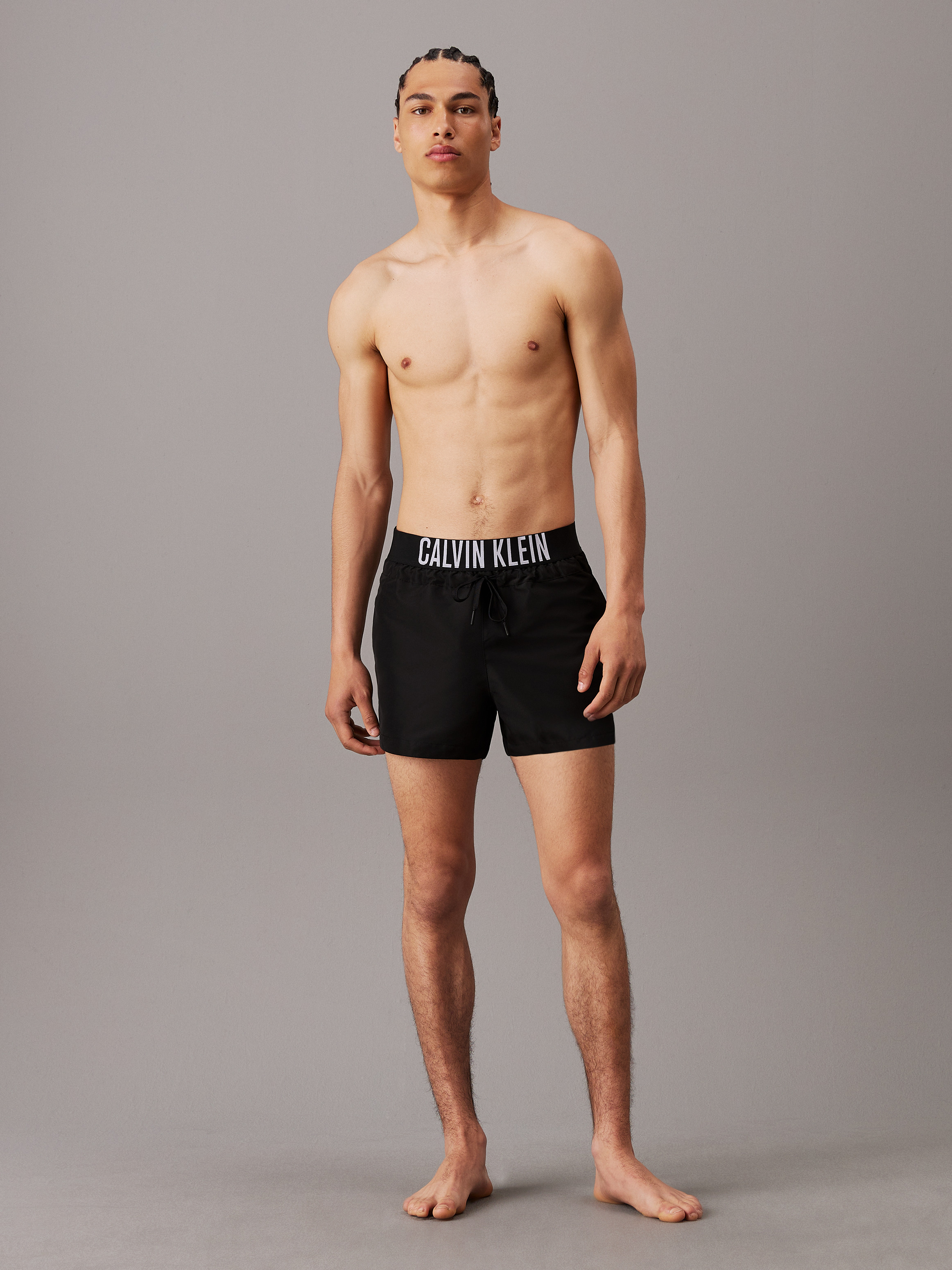 ★インテンスパワー ブラック ローバック水着 ロゴ Intense Power Swim Trunks | Calvin Klein