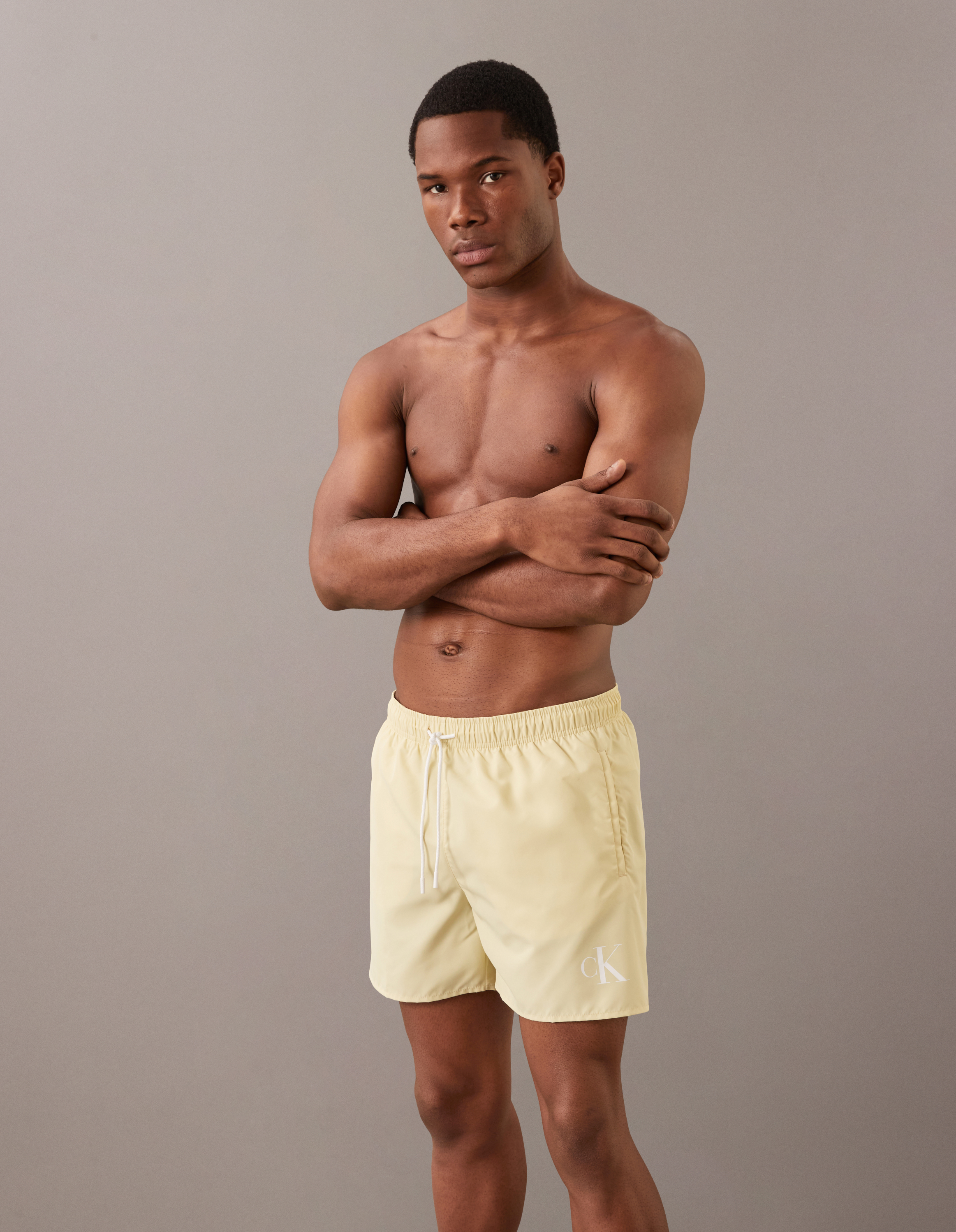 CK Monogram Medium Drawstring Swim Shorts
