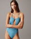CK Monogram Texture Plunge Swimsuit