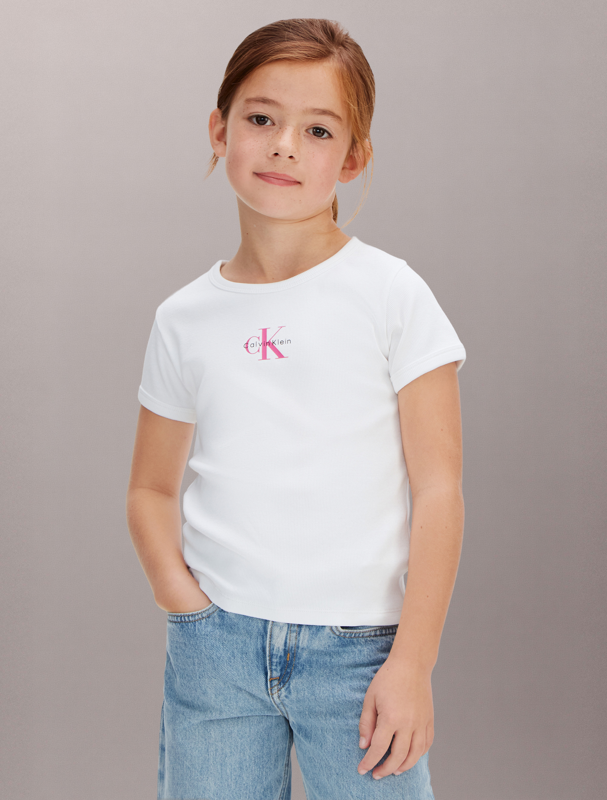 Girls Ribbed Logo Baby Tee