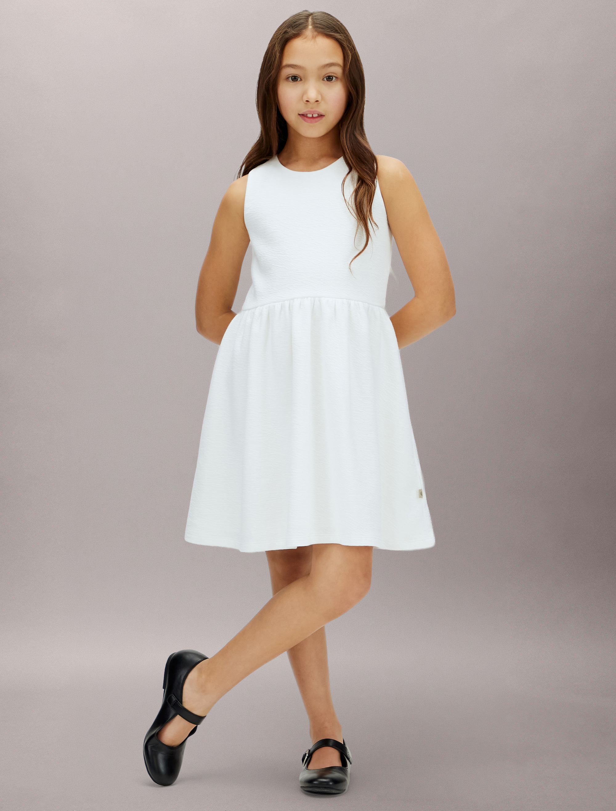 Girls Crinkle Sleeveless Dress