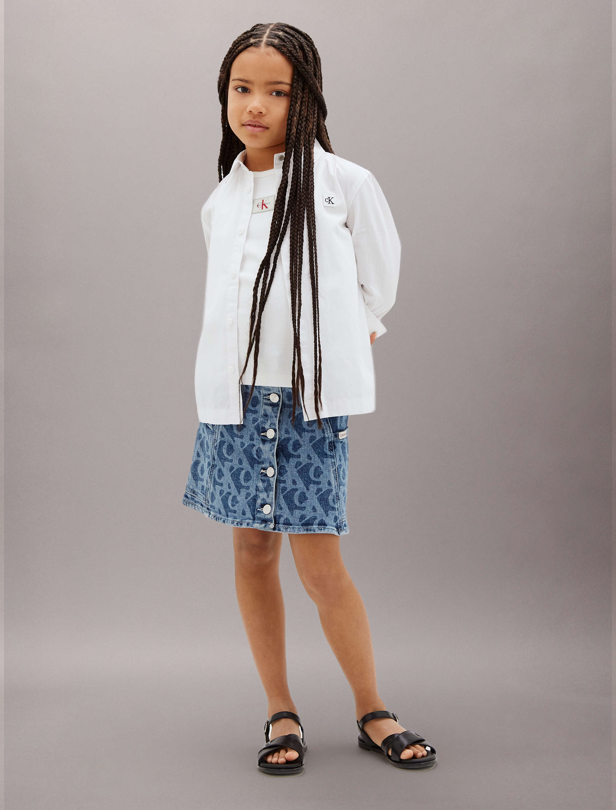 Girls Denim Logo Skirt