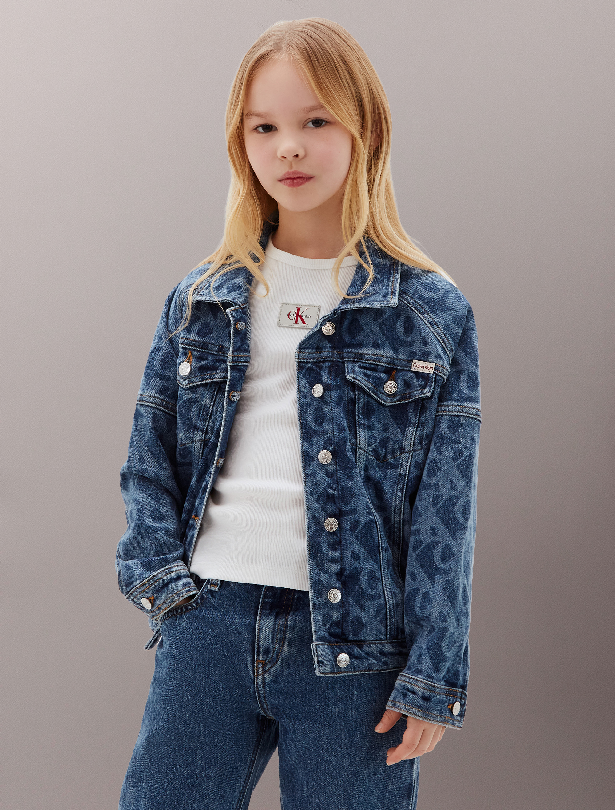Girls Denim Logo Trucker Jacket
