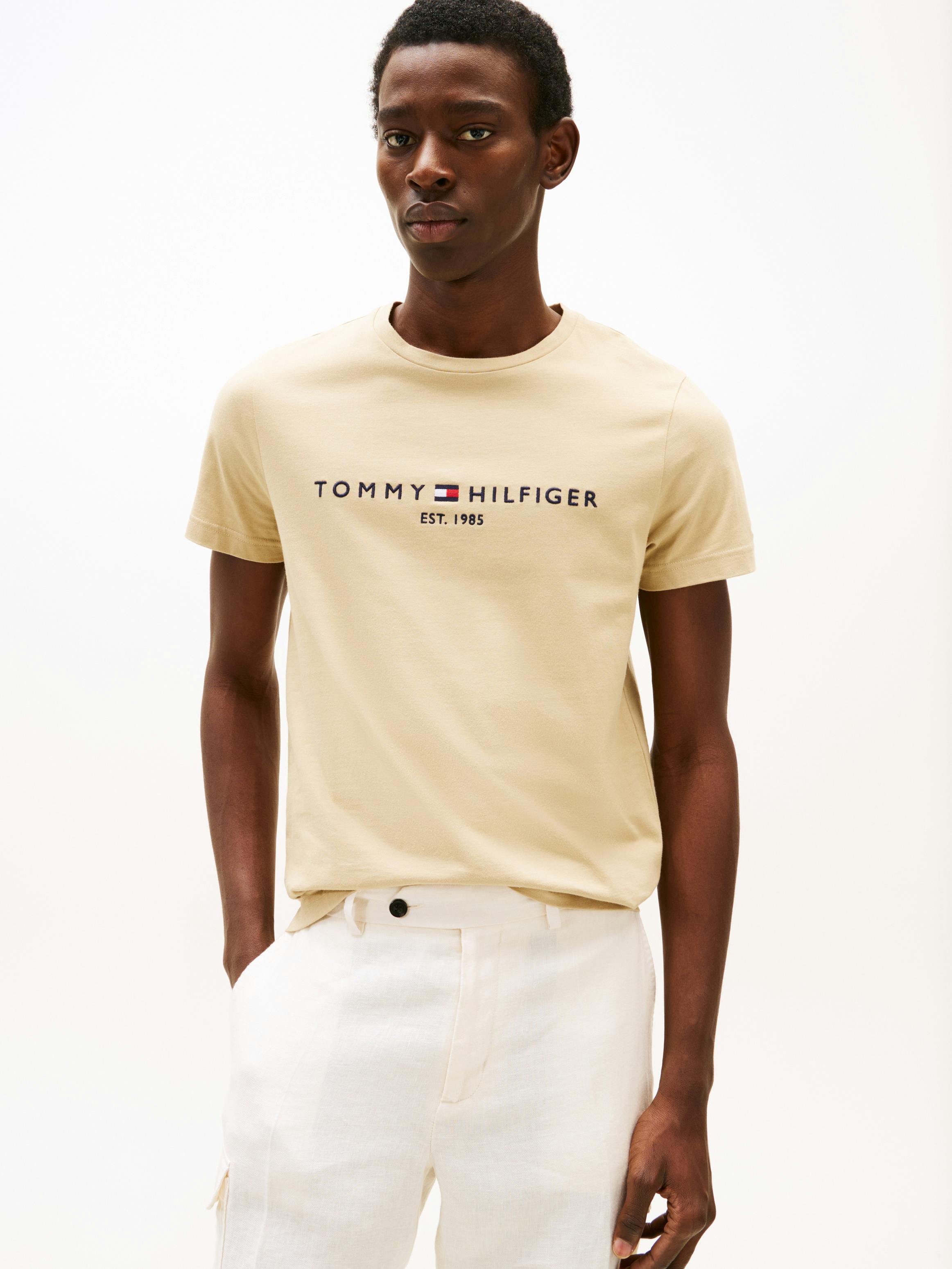 Slim Fit Tommy Hilfiger Breton Tee Logo Embroidery Slim T-Shirt