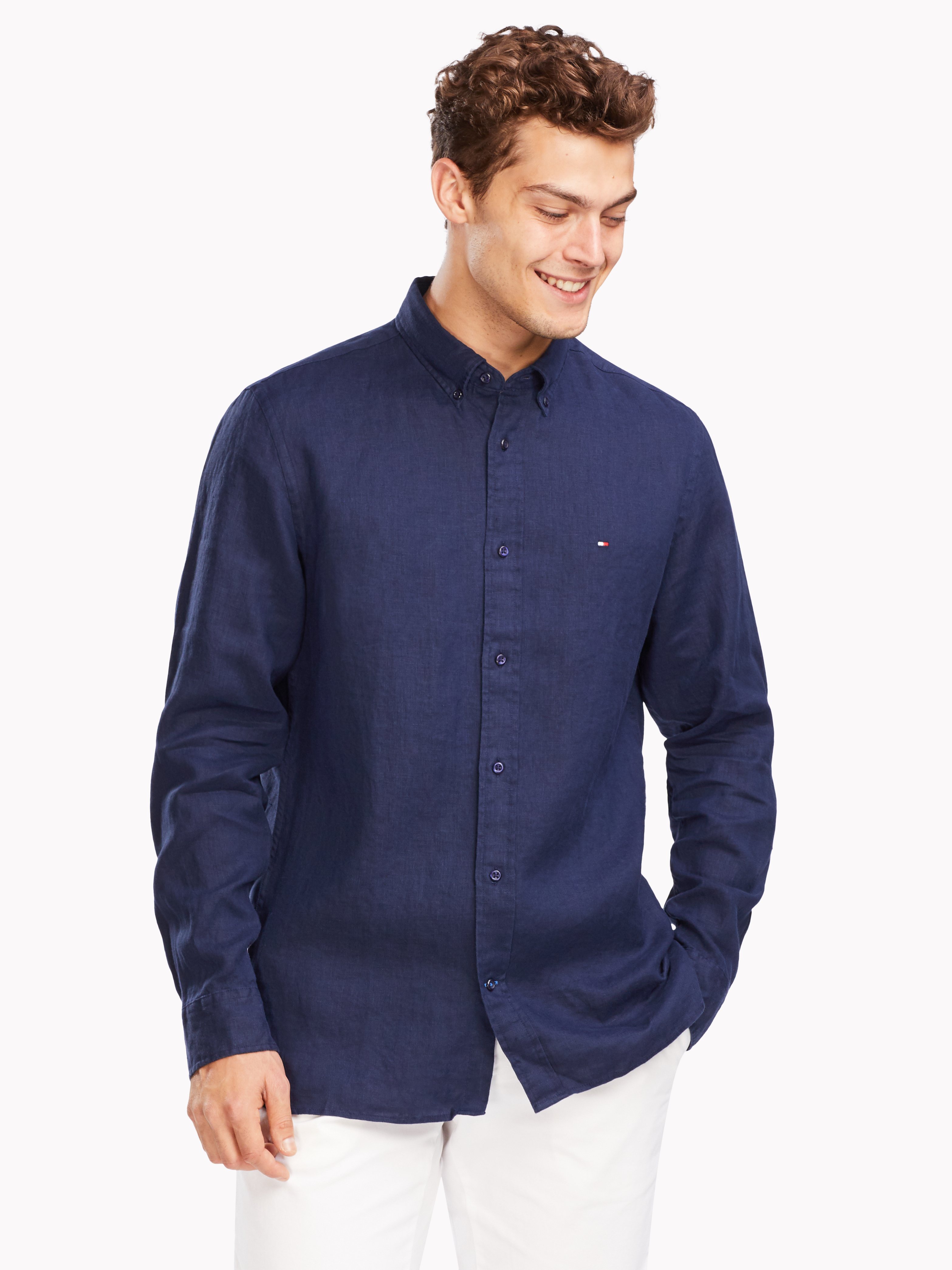 tommy hilfiger linen shirt mens