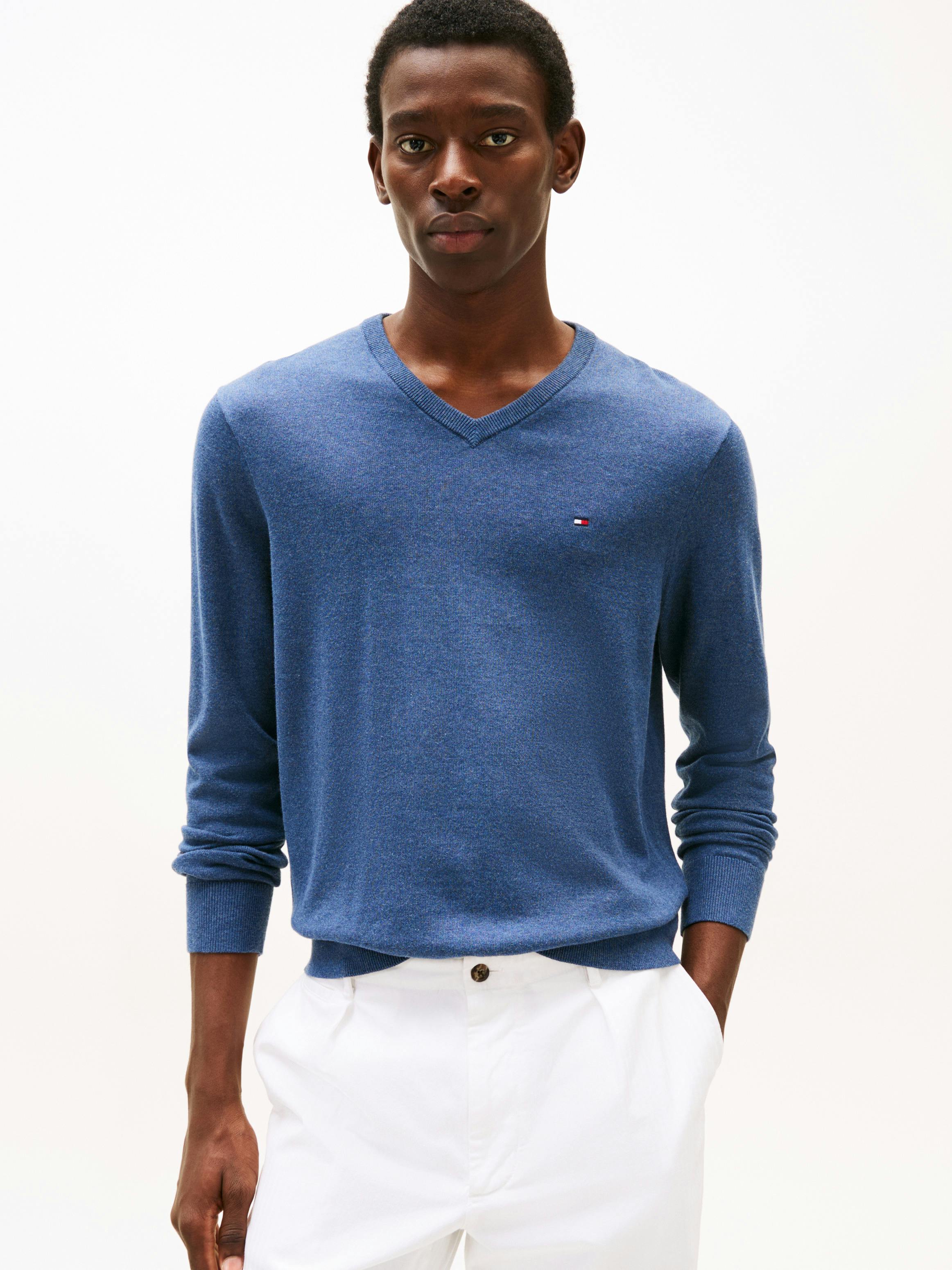 Signature V Neck Sweater Knitwear Tommy Hilfiger