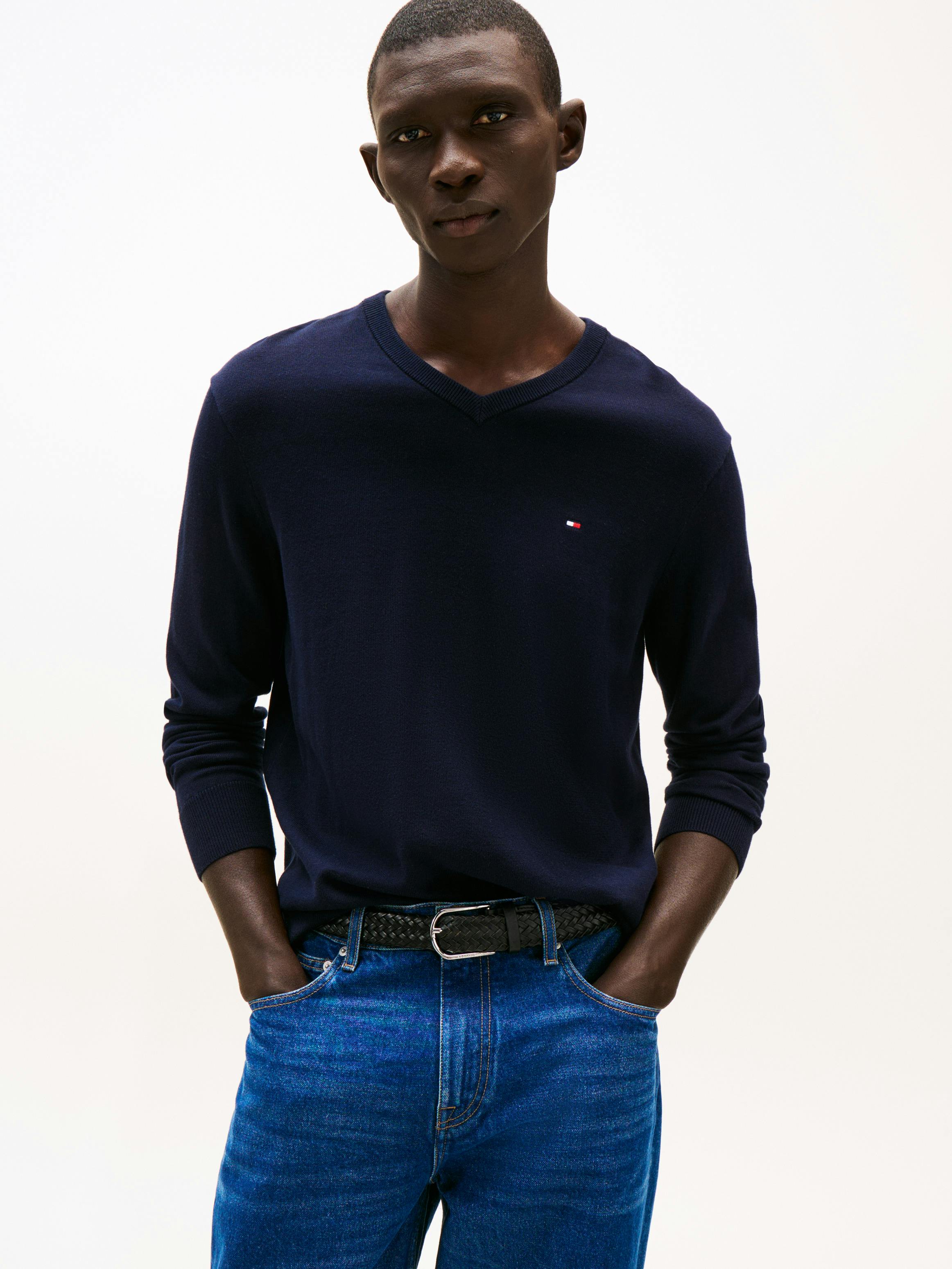 Signature V Neck Sweater Knitwear Tommy Hilfiger