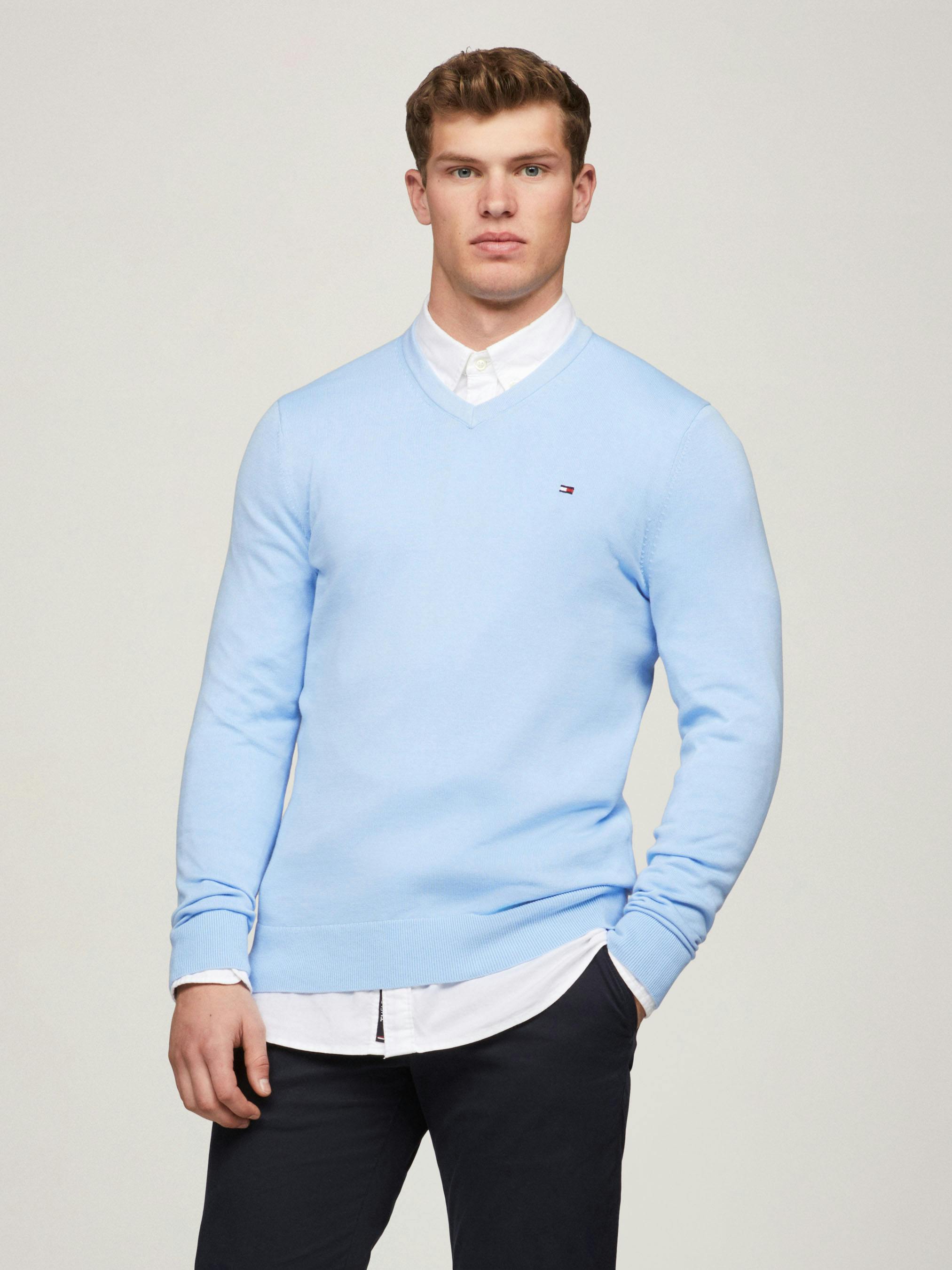 Blue Sweaters Hilfiger Slim Fit Pullover Organic Cotton Slim Fit