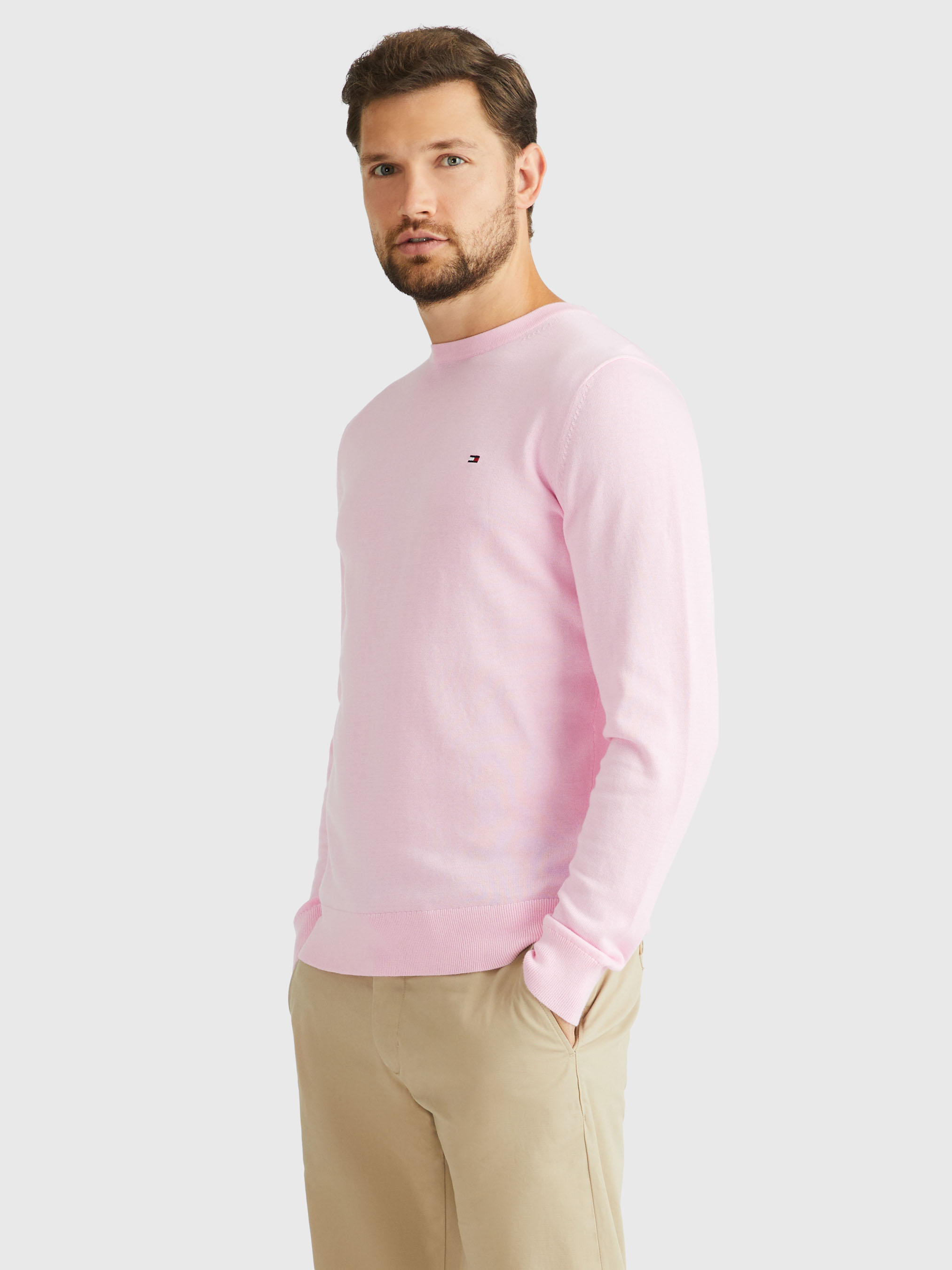 Tommy hilfiger pink crew hot sale neck