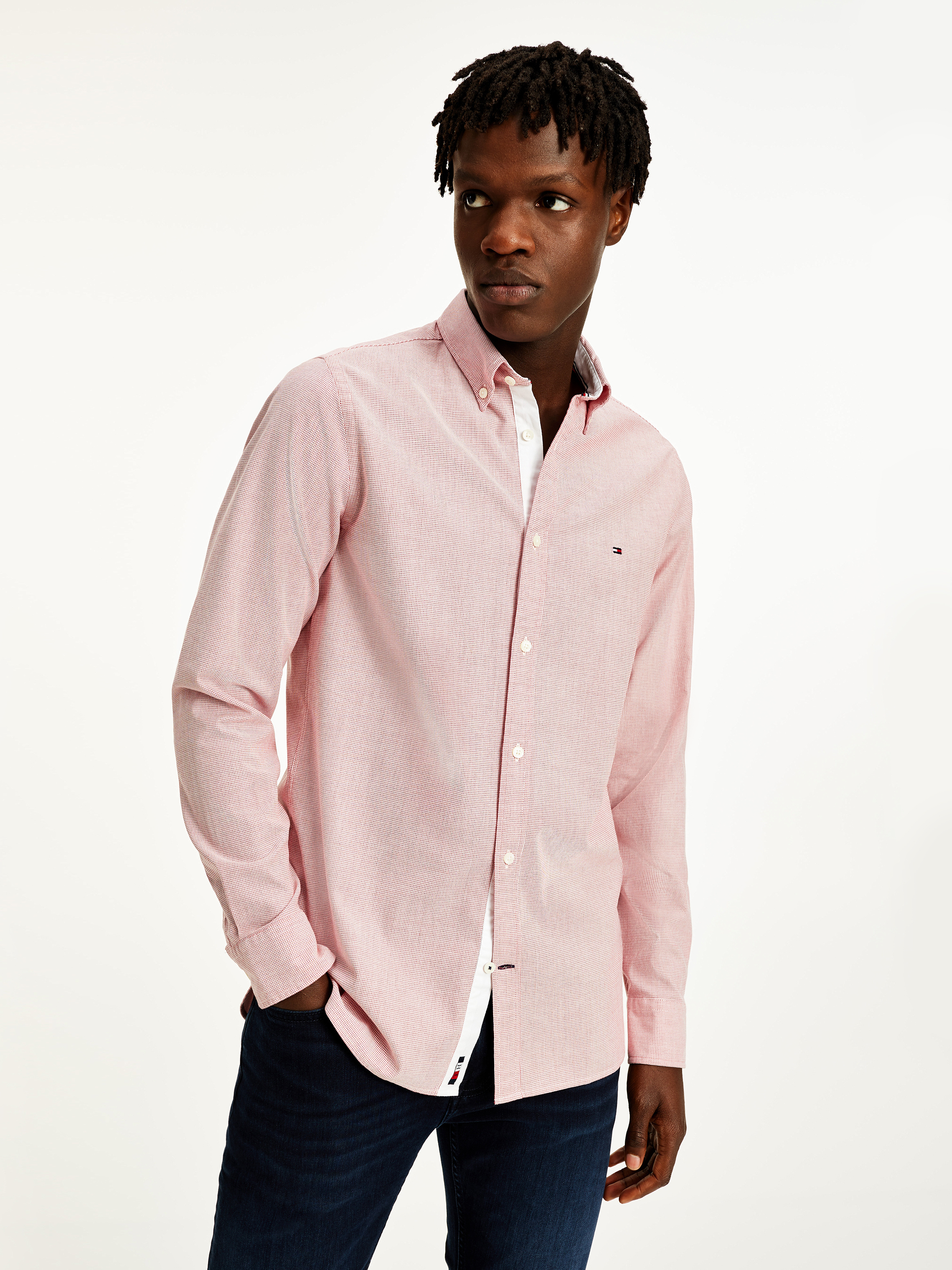 Th Flex Dobby Slim Fit Shirt Shirts Tommy Hilfiger