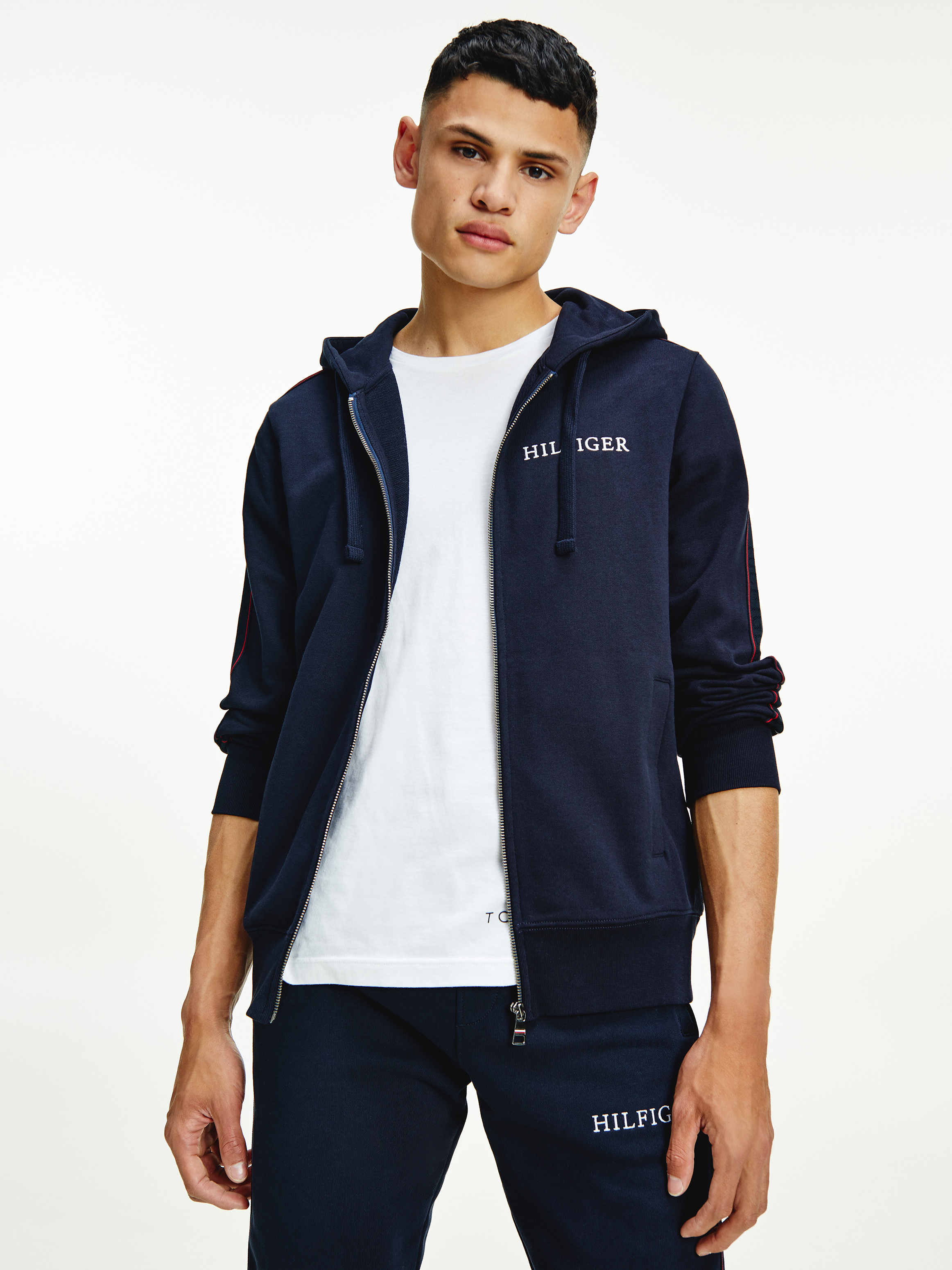 Tommy hilfiger zip tape sales contrast hoodie