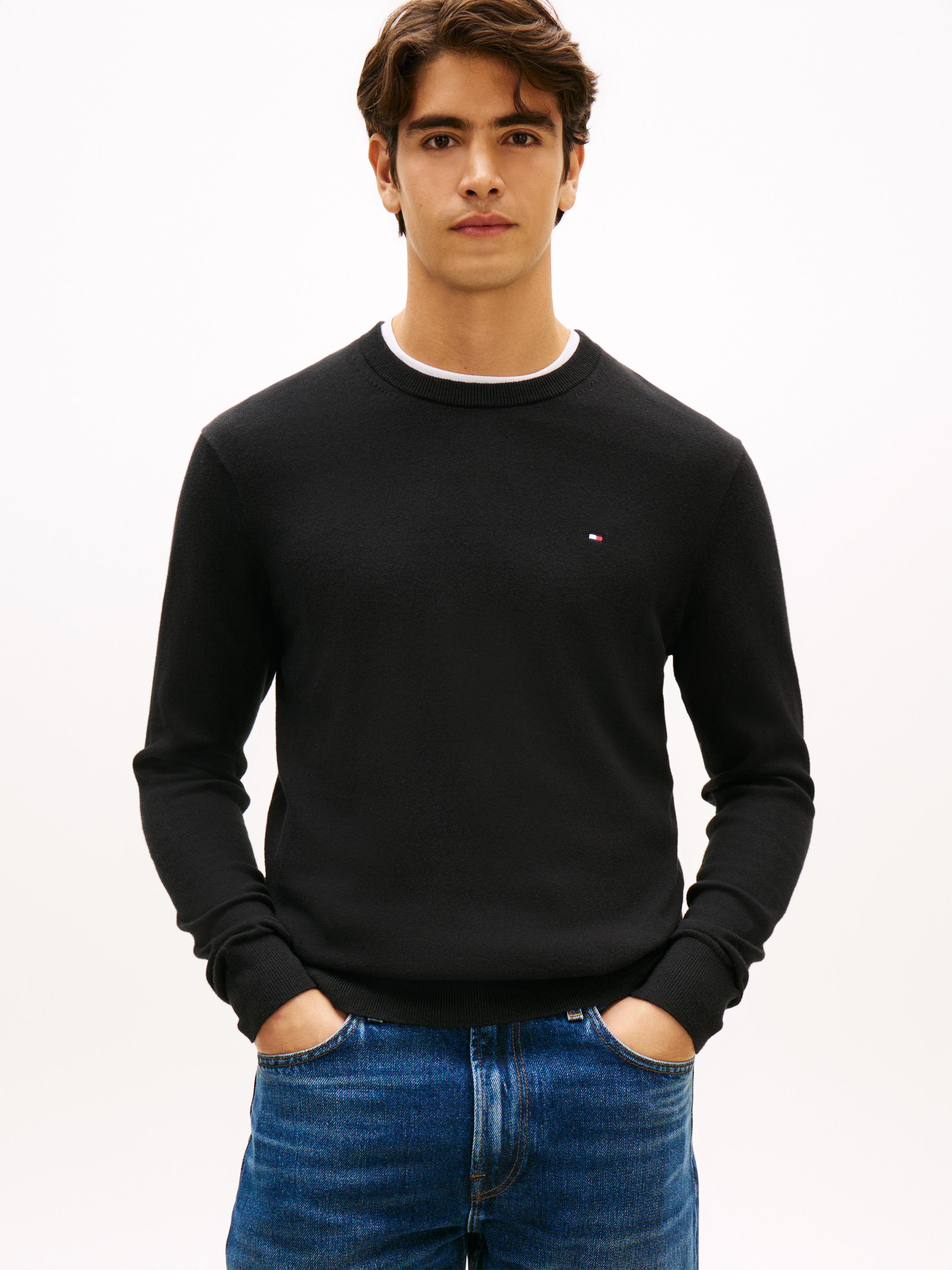 Crew Neck Jumper With Cashmere