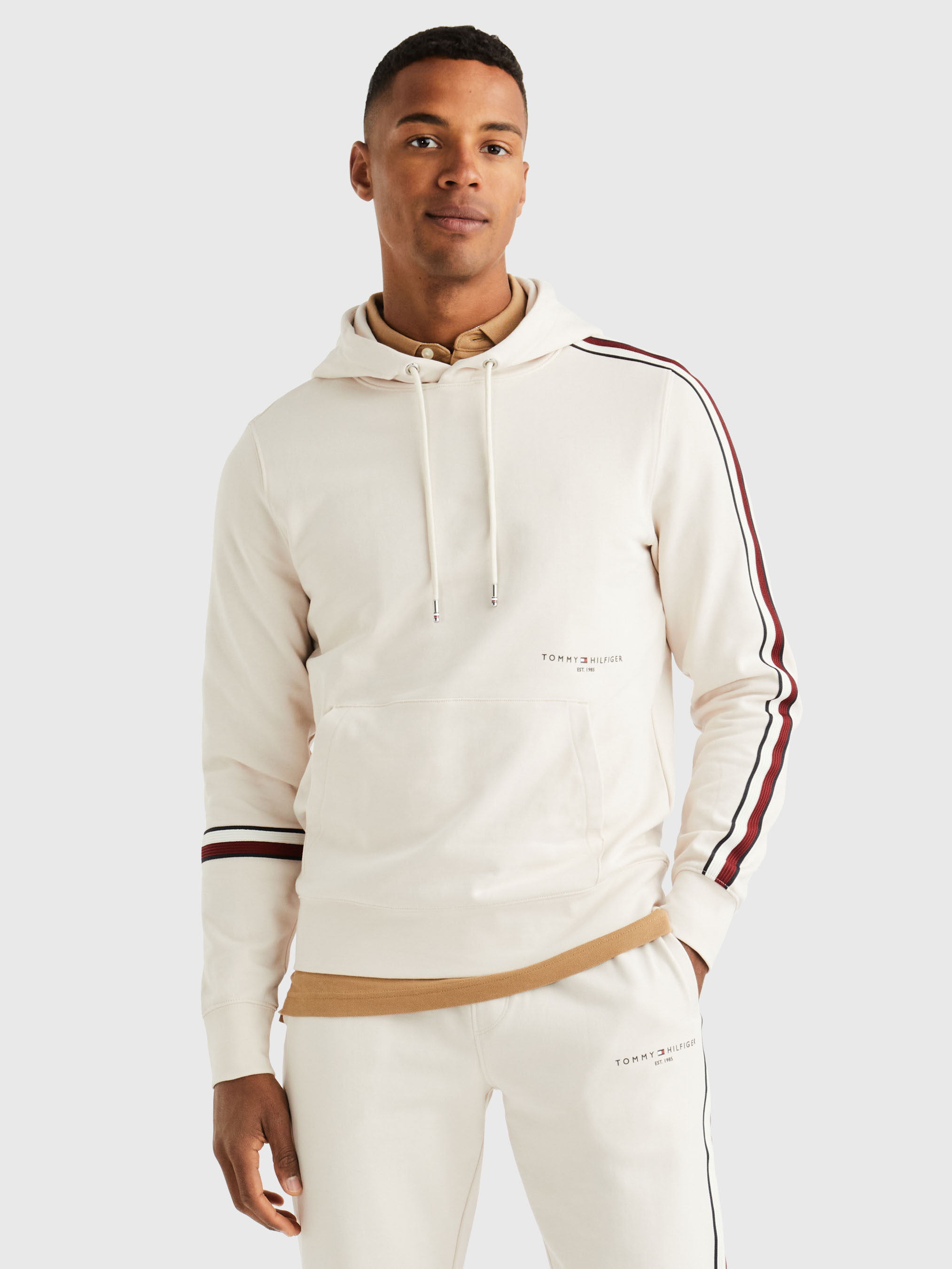 Tommy hilfiger hoodie mens on sale white