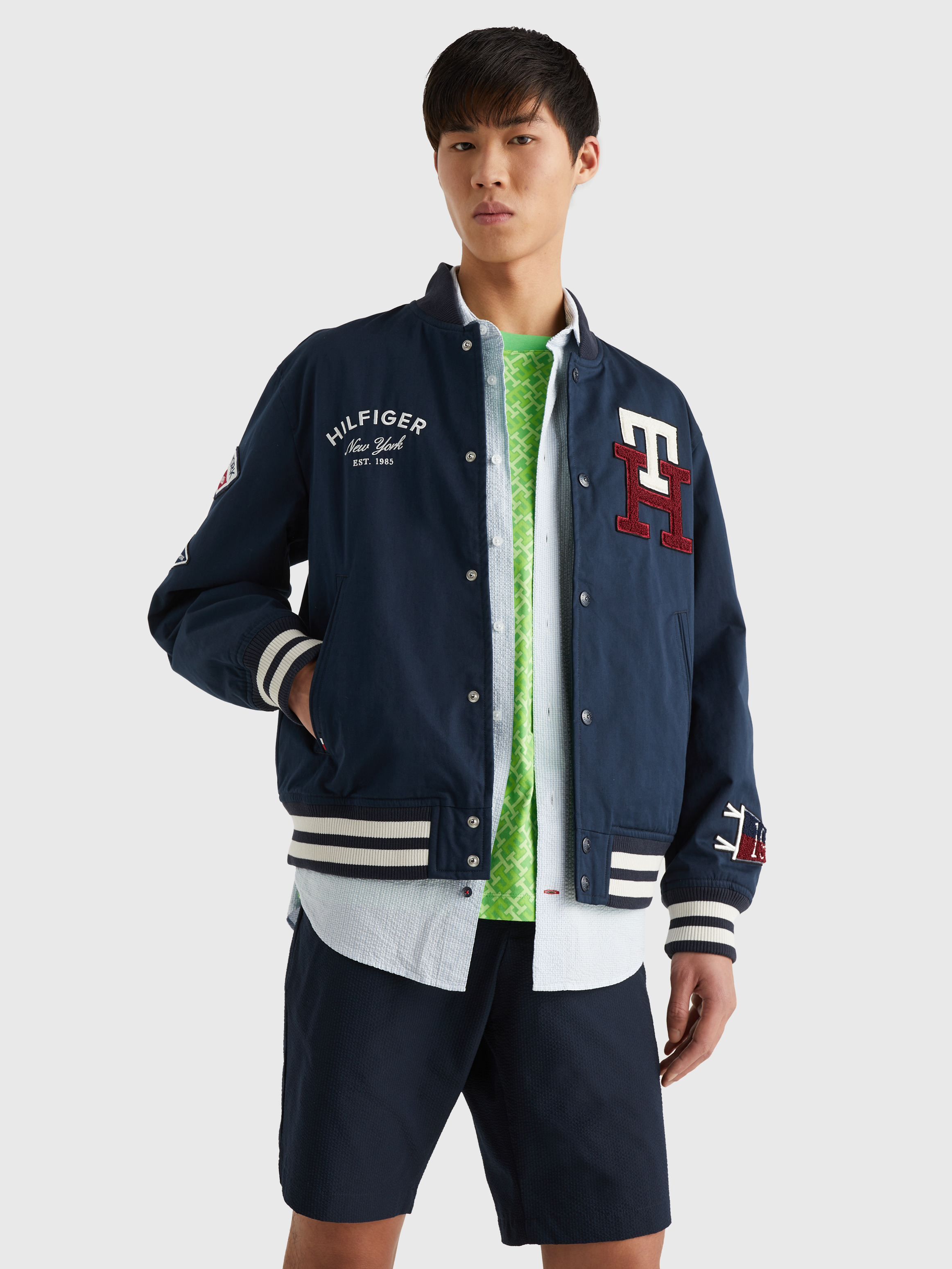 Tommy hilfiger georgie store varsity leather jacket