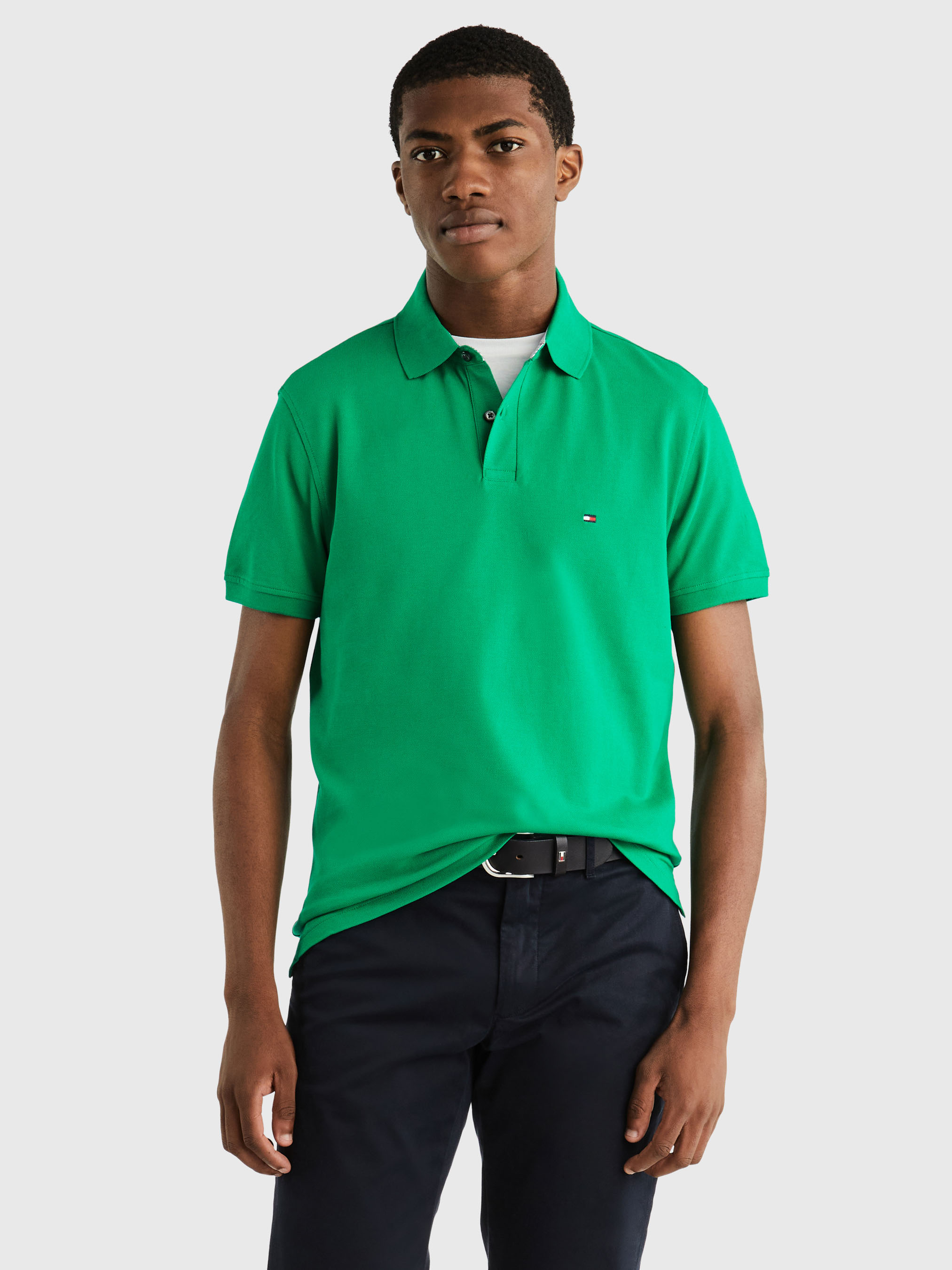 Green tommy hilfiger polo shirt sales