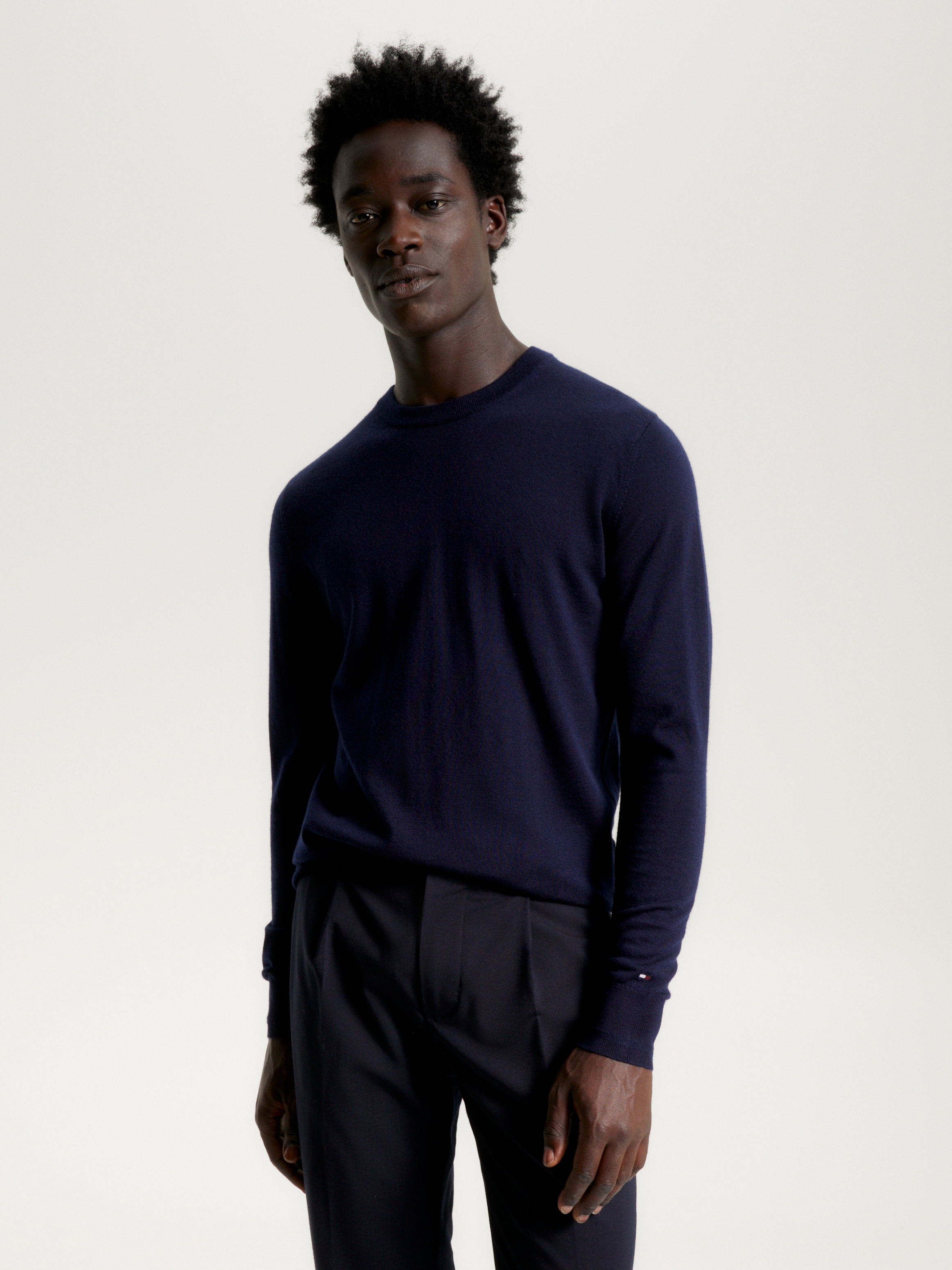 Fine Merino Wool Crew Neck Jumper Knitwear Tommy Hilfiger