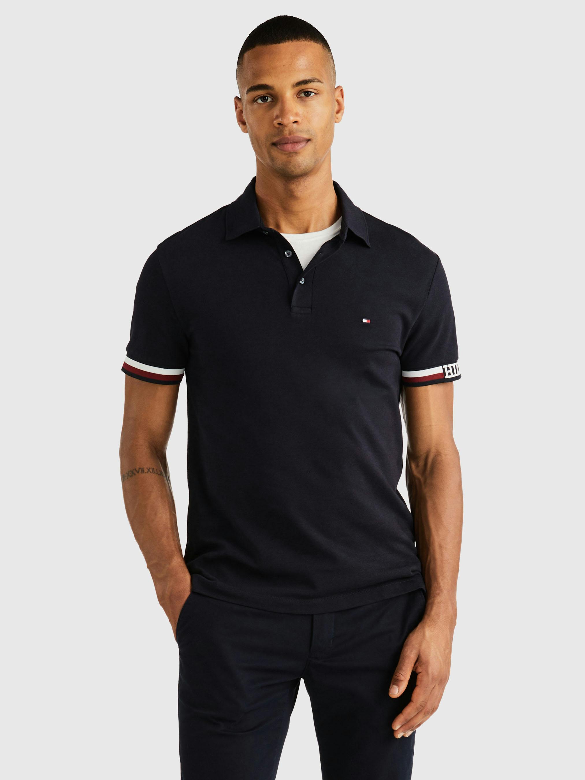 Monotype Flag Cuff Slim Polo | Polos | Tommy Hilfiger 