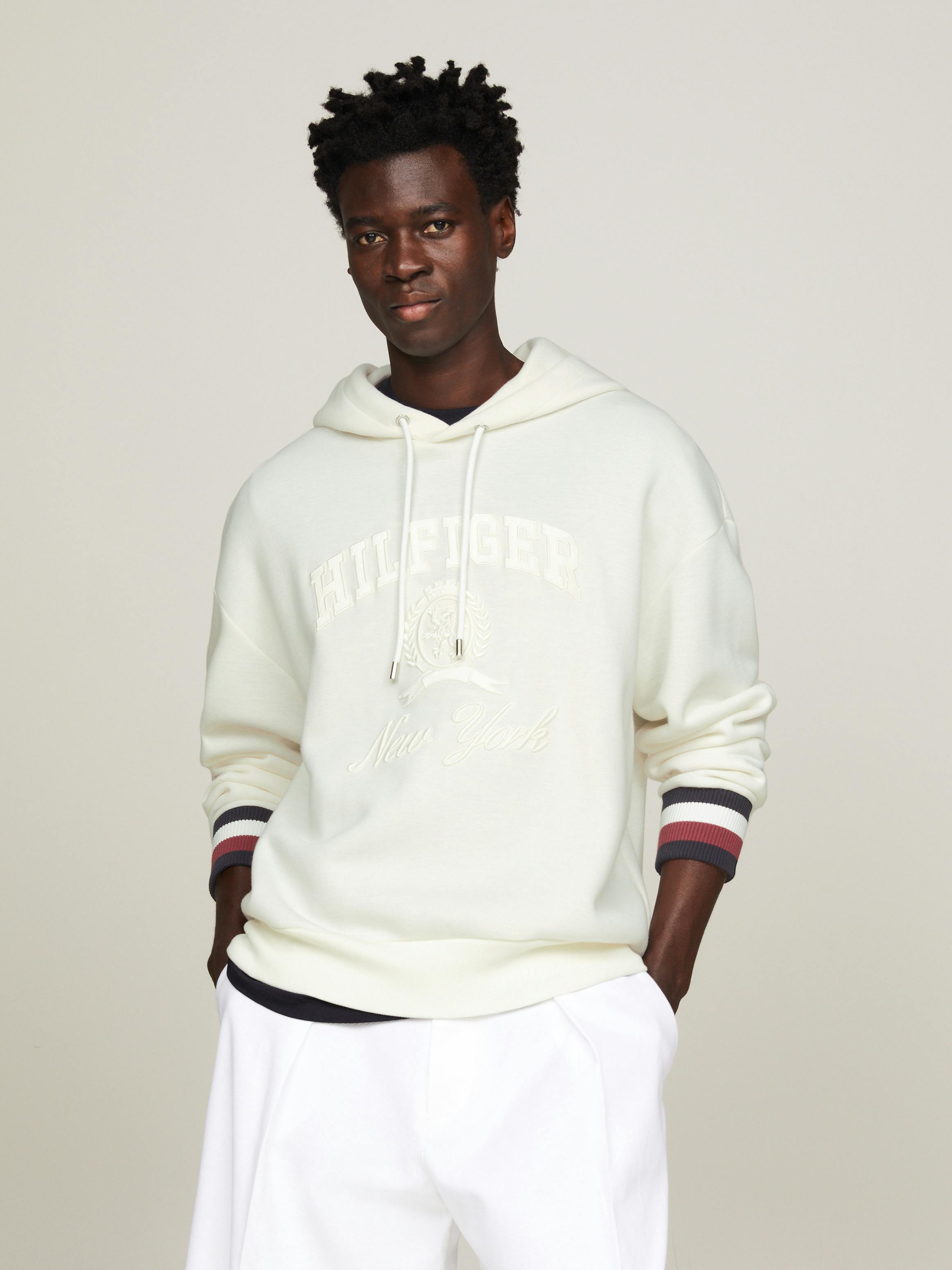 Crest Signature Cuffs Pique Textured Hoodie | Sweatshirts 