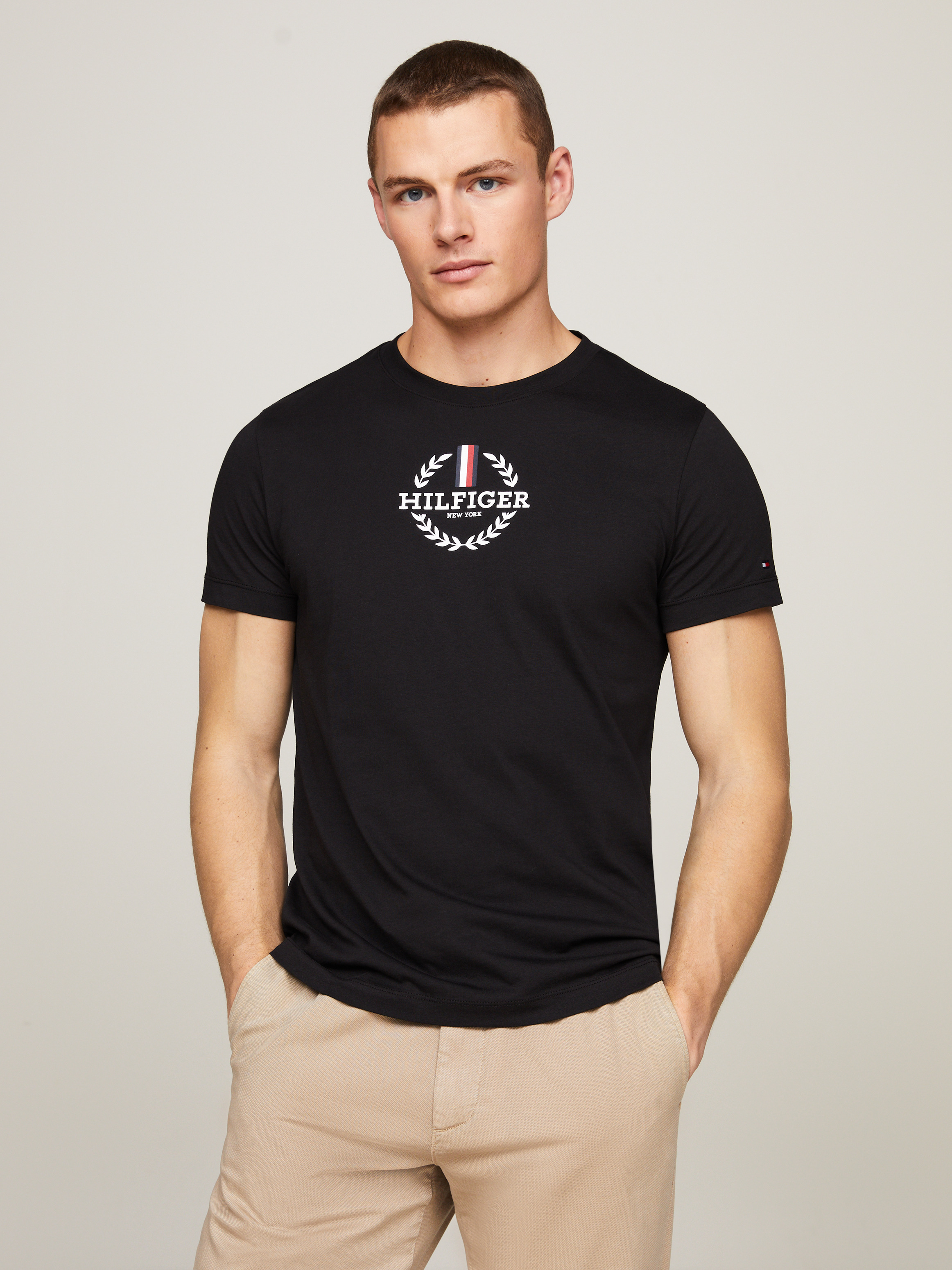 Global Stripe Archive Crest Logo Slim T-Shirt | T-Shirts