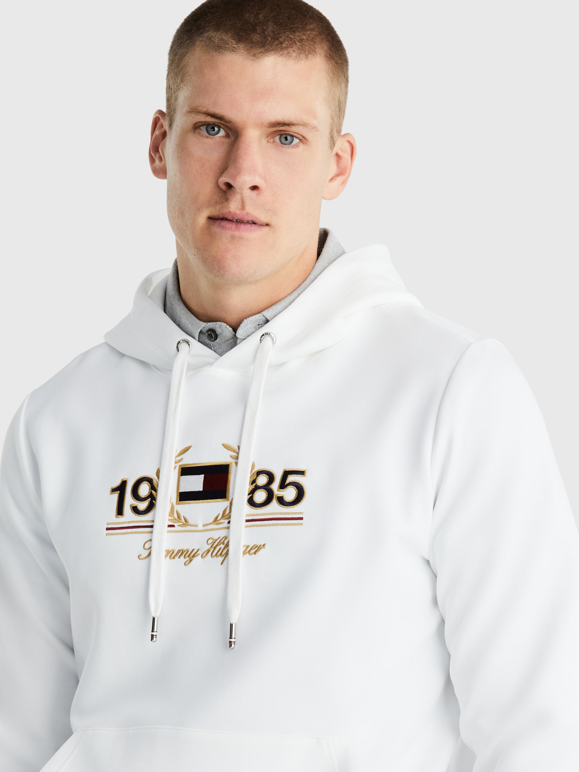 Chest Logo Embroidery Drawstring Hoodie | Sweatshirts
