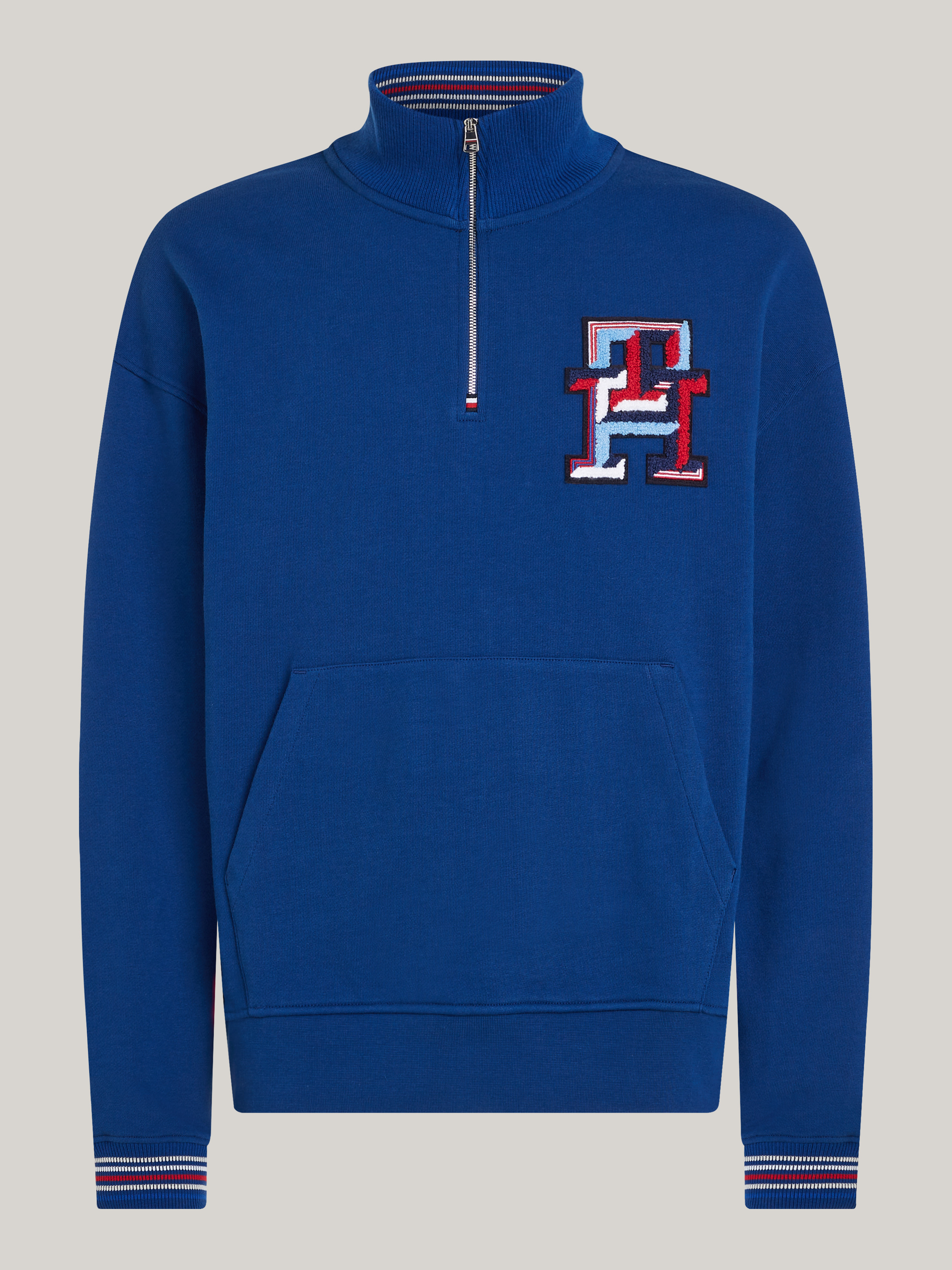 TH Monogram Tipped Quarter-Zip Sweatshirt | Sweatshirts & Hoodies