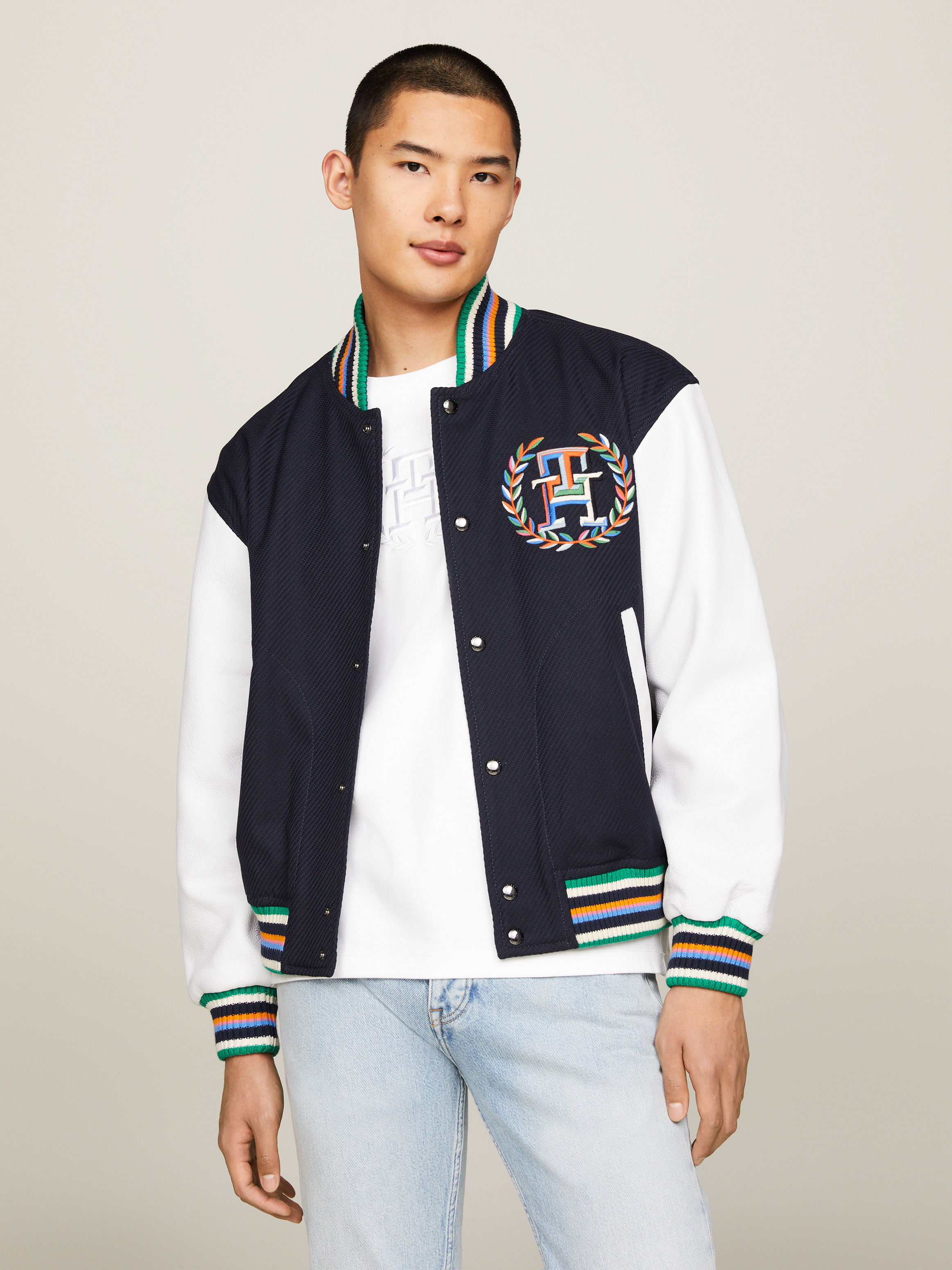 Tommy hilfiger georgie sales varsity leather jacket